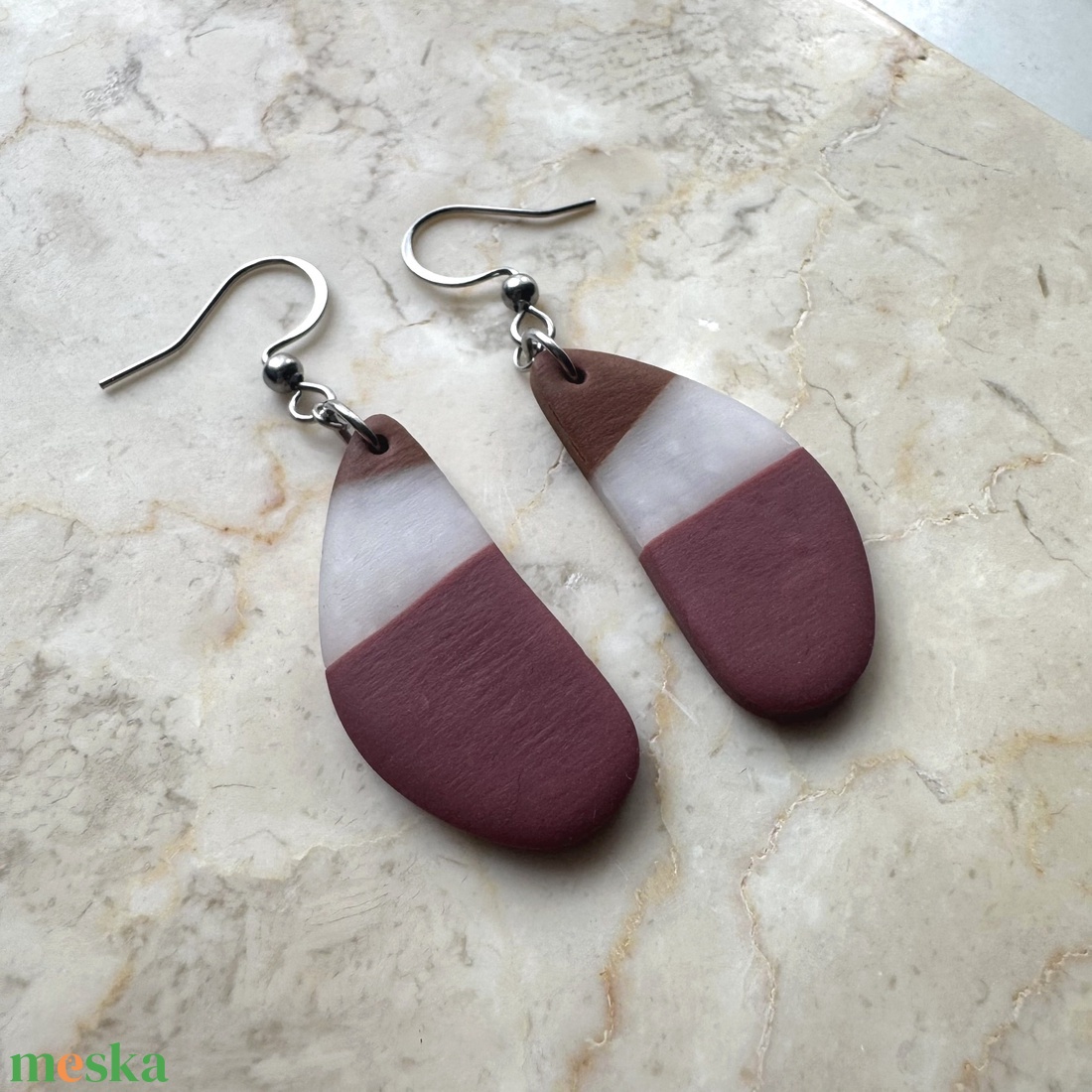 Csepp alakú gyurma fülbevaló - ékszer - fülbevaló - lógó fülbevaló - Meska.hu