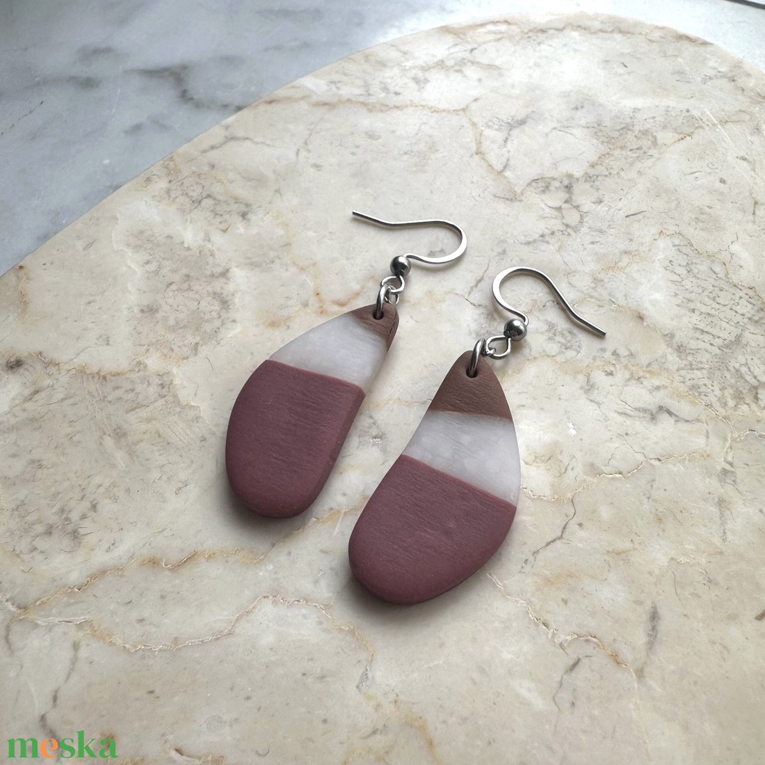 Csepp alakú gyurma fülbevaló - ékszer - fülbevaló - lógó fülbevaló - Meska.hu