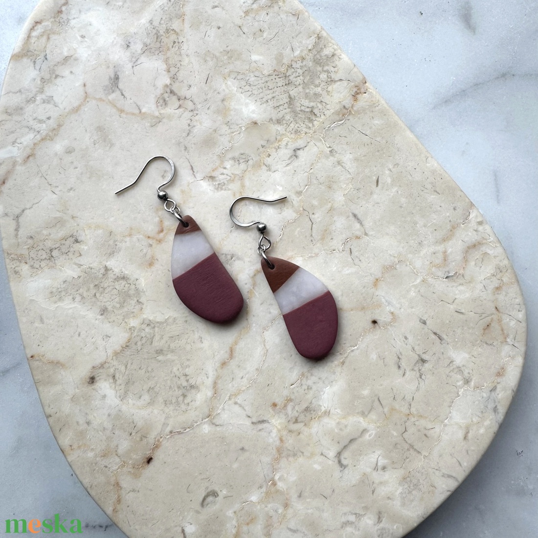 Csepp alakú gyurma fülbevaló - ékszer - fülbevaló - lógó fülbevaló - Meska.hu