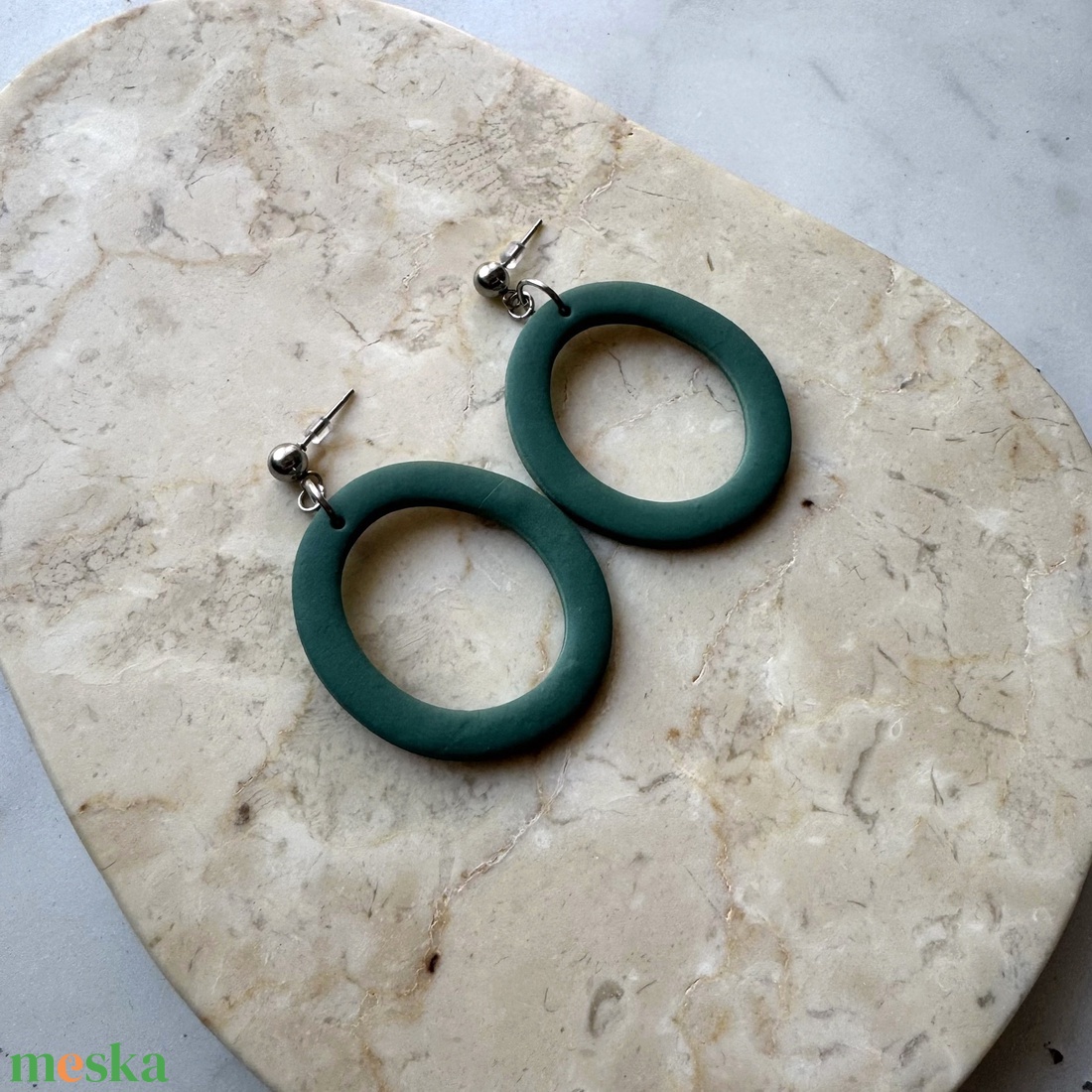 Ovális  bedugós fülbevaló - lagúna - ékszer - fülbevaló - lógó fülbevaló - Meska.hu