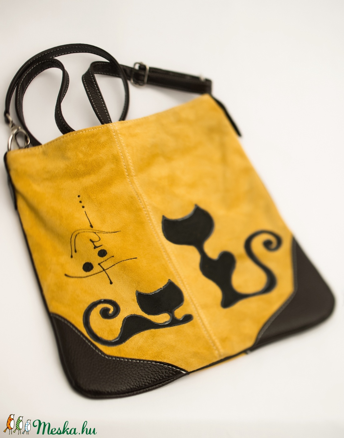  Fiorella okkersárga cica/ velúrbőr táska -  - Meska.hu