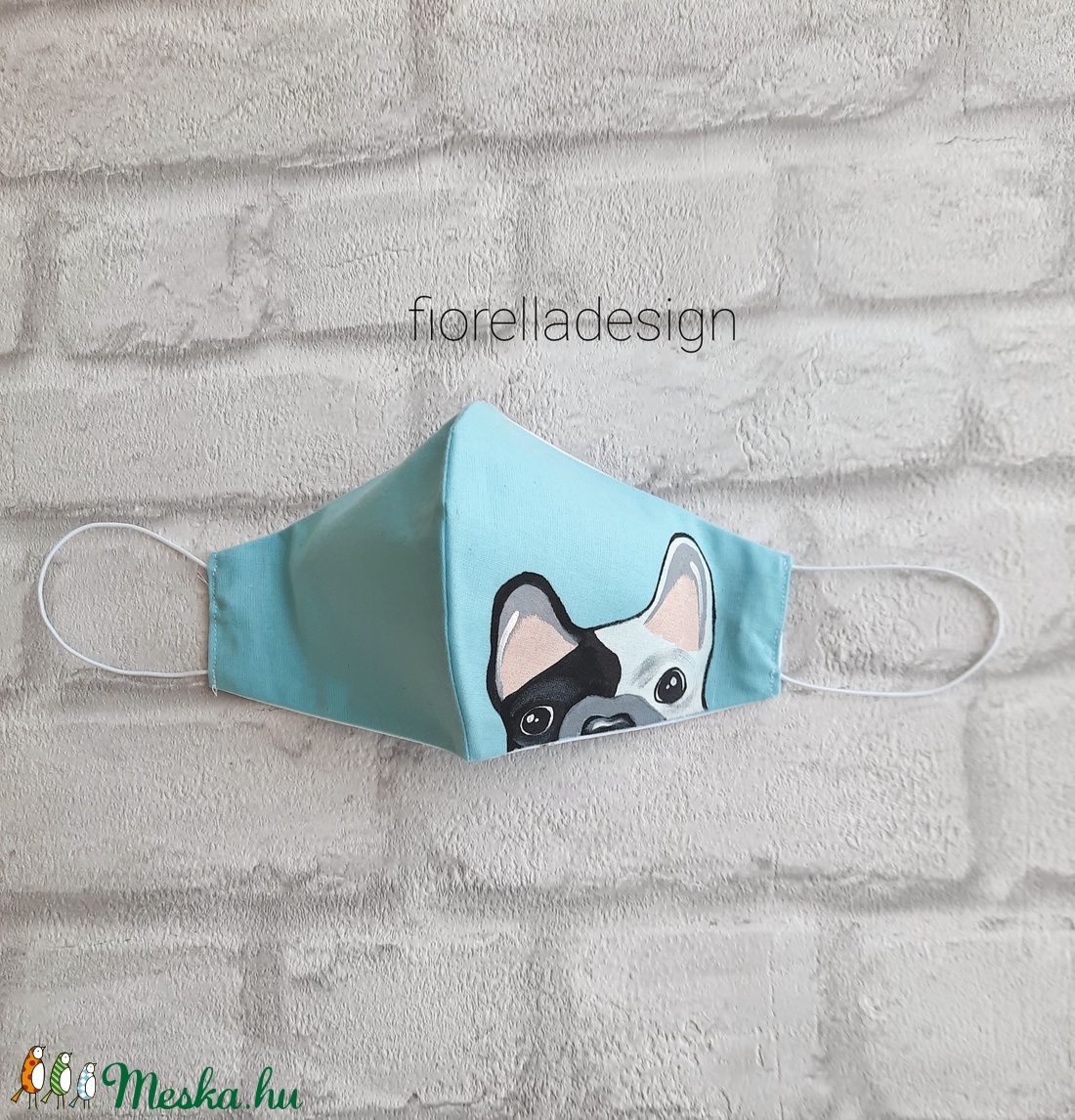 Fiorella Bulldog maszk /kifordítható világoskék  - maszk, arcmaszk - női - Meska.hu