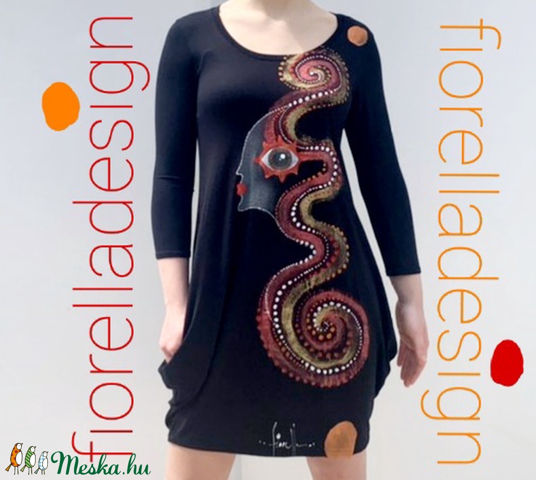 Fiorella lzsebes / fekete ruha/ arc piros - ruha & divat - női ruha - ruha - Meska.hu