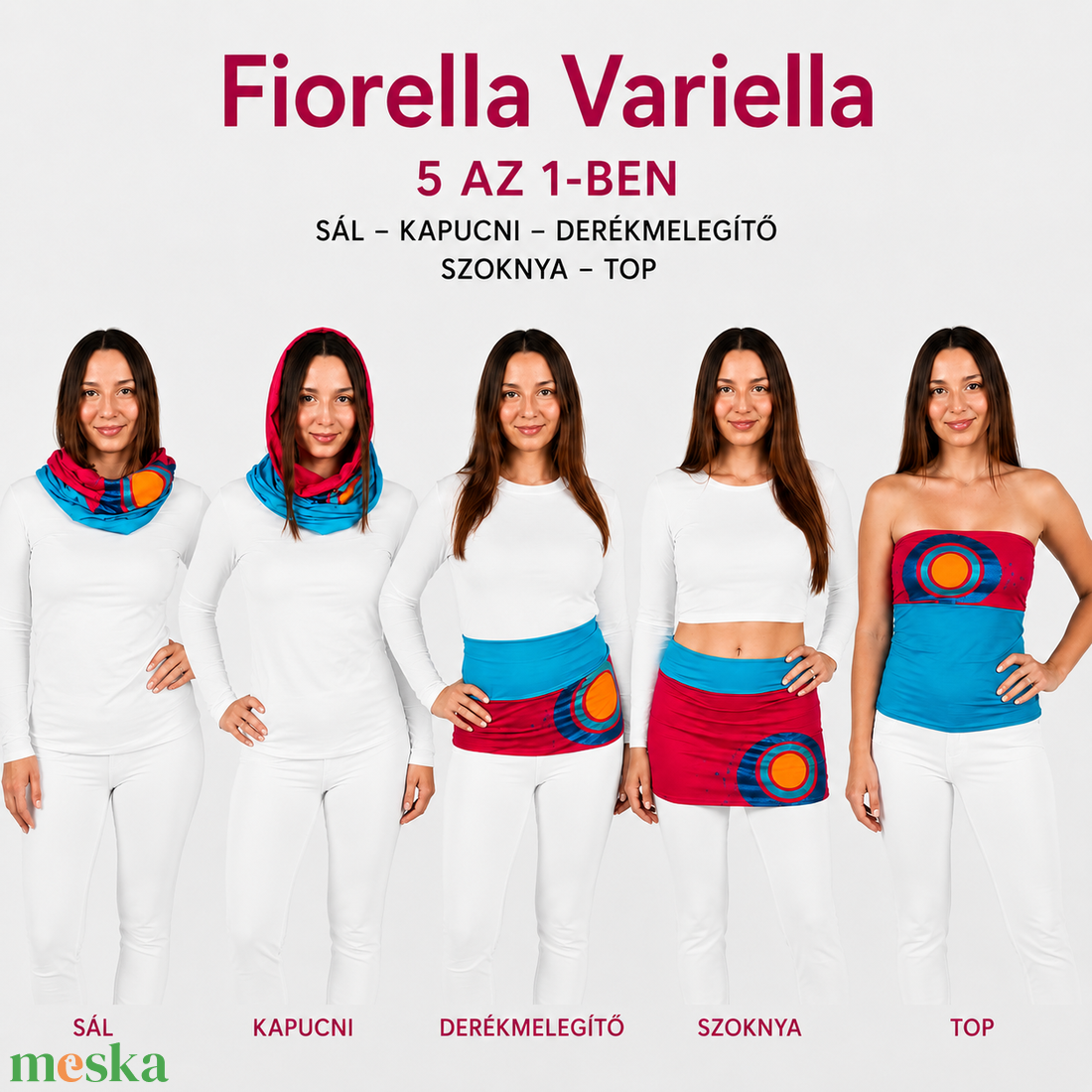 Fiorella Variella málna-türkiz narancs - ruha & divat - női ruha - ruha - Meska.hu