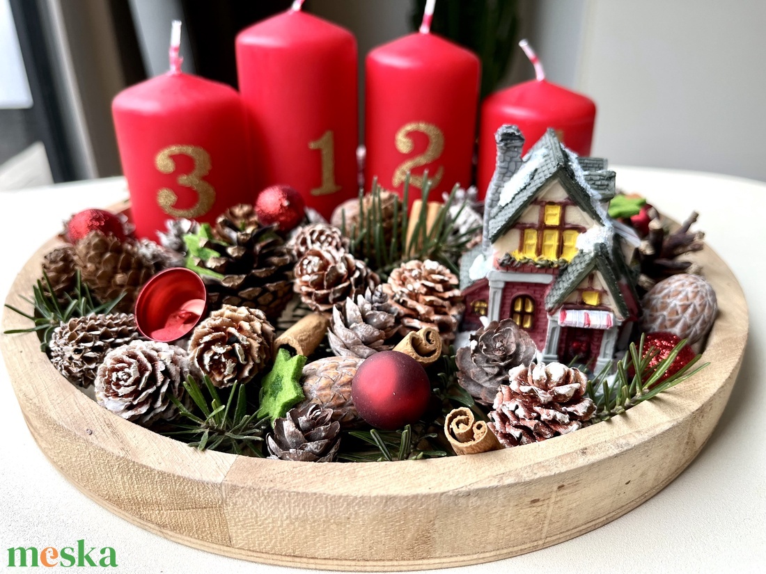  DIY Adventi tálca - otthon & életmód - dekoráció - asztal és polc dekoráció - asztaldísz - Meska.hu