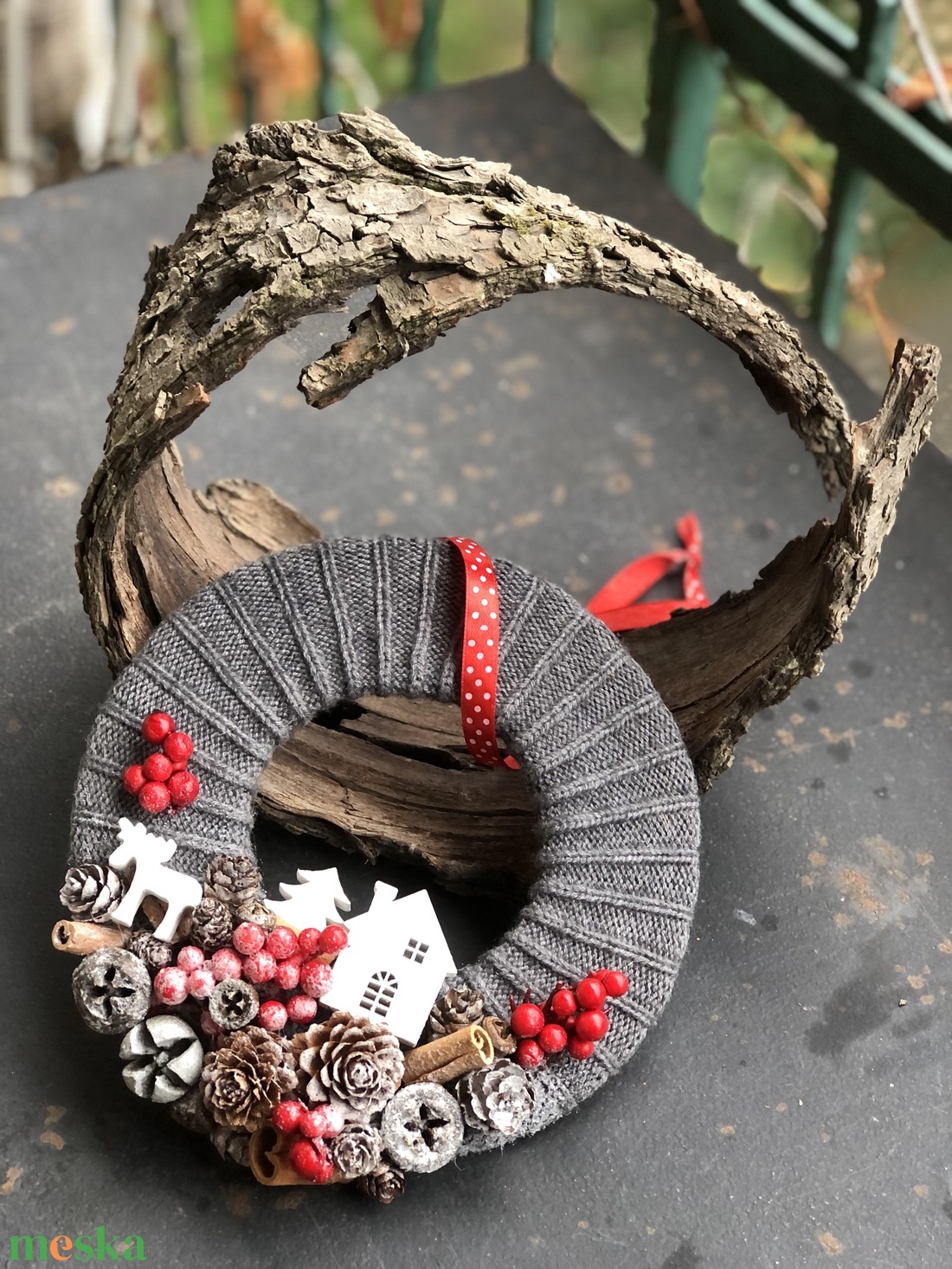 Kopogtató rénszarvassal - otthon & életmód - dekoráció - ajtó- és ablak dekoráció - ajtódísz & kopogtató - Meska.hu