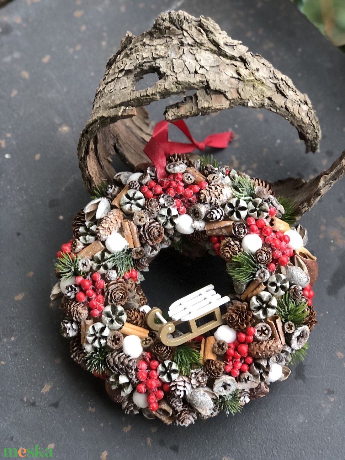 Karácsonyváró kopogtató, szánnal - otthon & életmód - dekoráció - ajtó- és ablak dekoráció - ajtódísz & kopogtató - Meska.hu