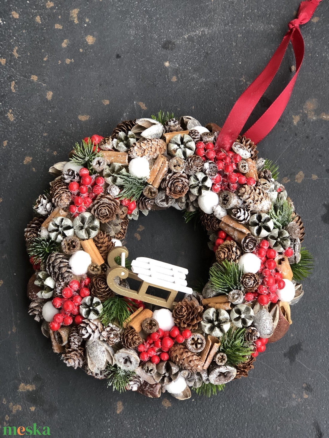 Karácsonyváró kopogtató, szánnal - otthon & életmód - dekoráció - ajtó- és ablak dekoráció - ajtódísz & kopogtató - Meska.hu