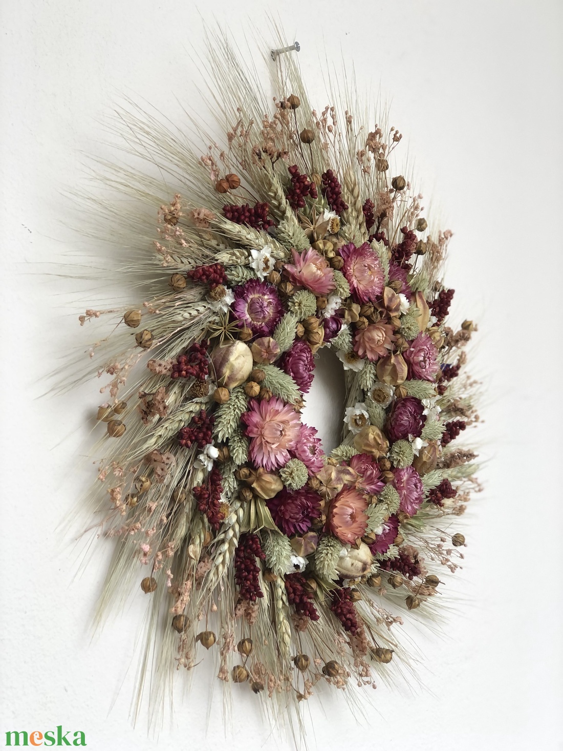  Színes kopogtató szalmarózsával - otthon & életmód - dekoráció - ajtó- és ablak dekoráció - ajtódísz & kopogtató - Meska.hu