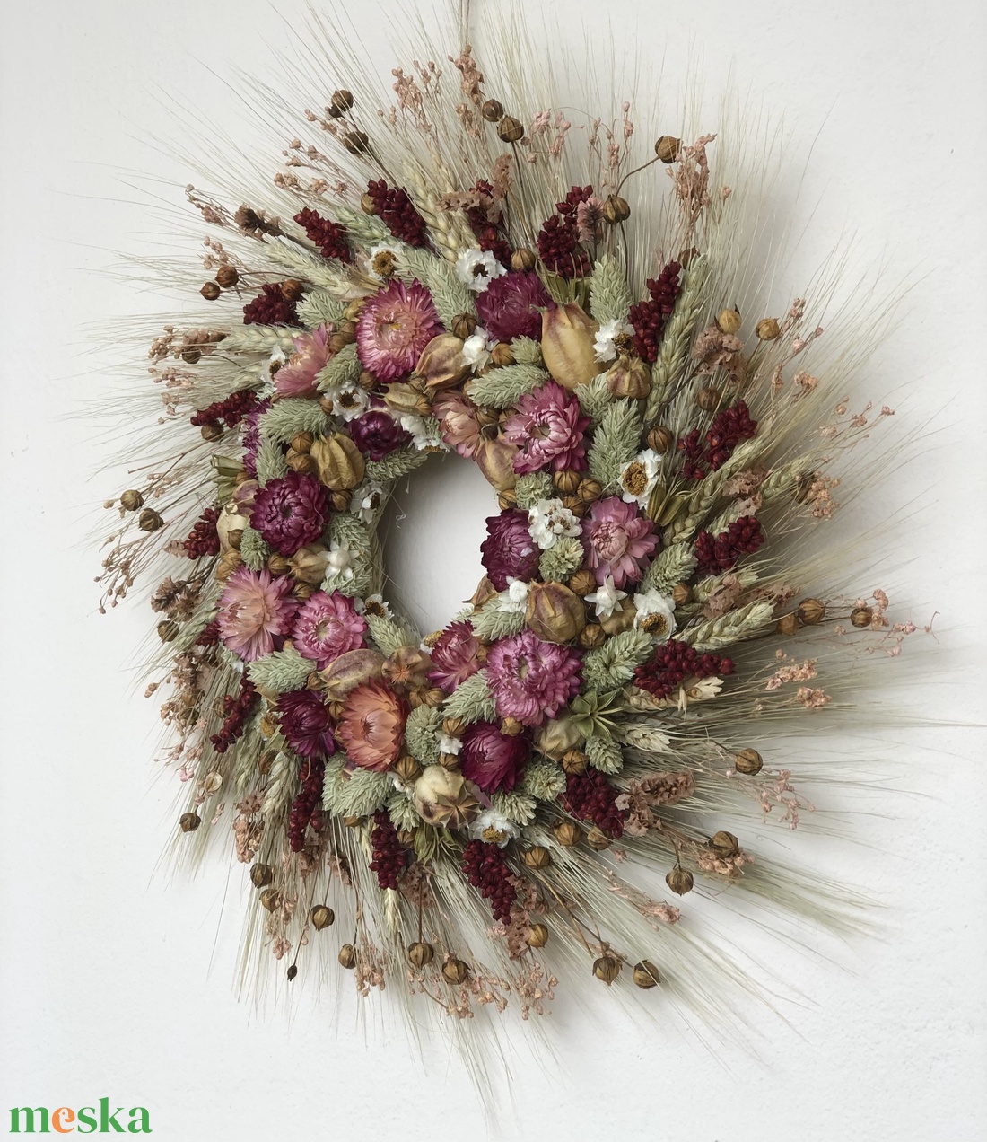  Színes kopogtató szalmarózsával - otthon & életmód - dekoráció - ajtó- és ablak dekoráció - ajtódísz & kopogtató - Meska.hu