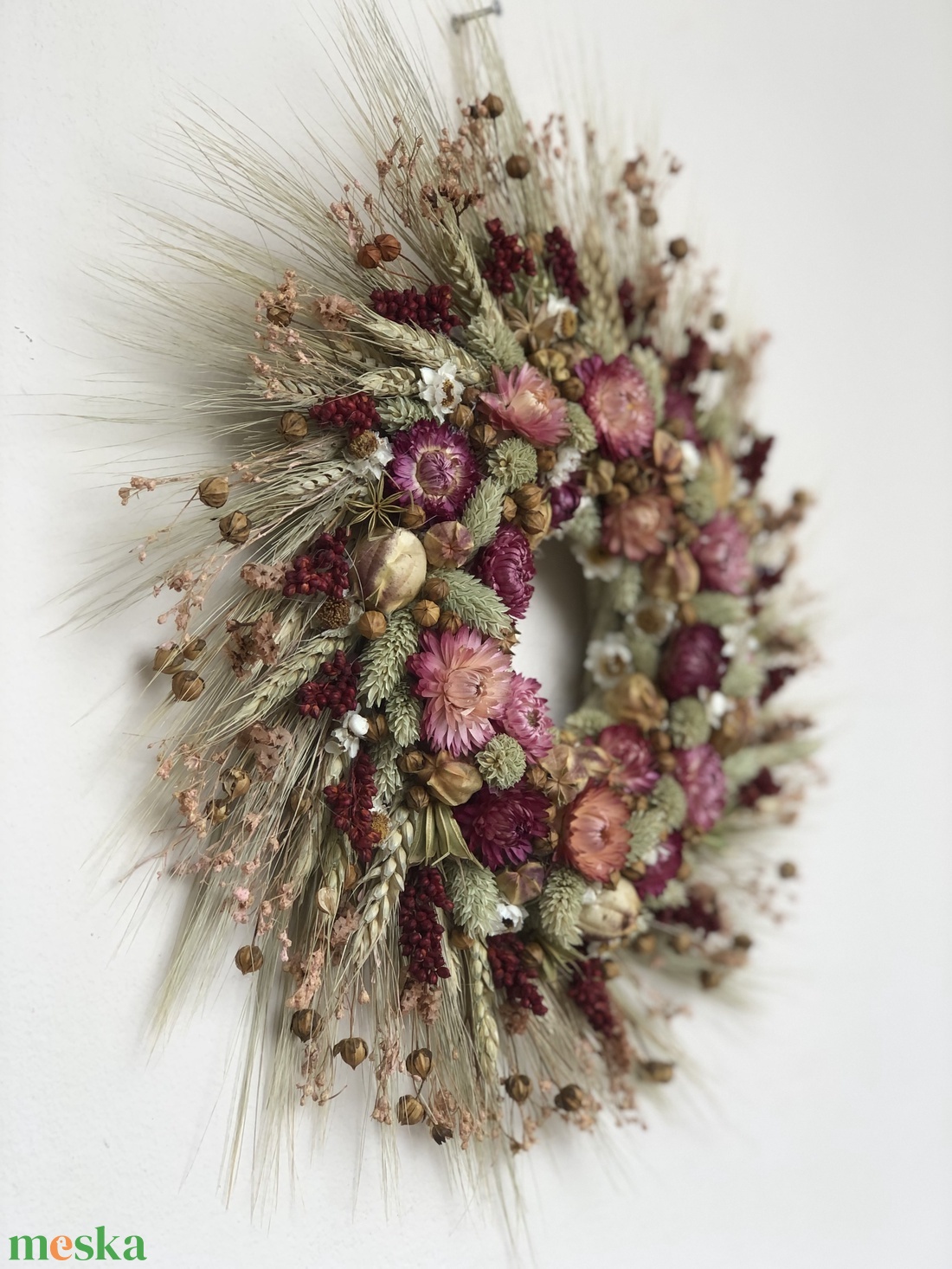  Színes kopogtató szalmarózsával - otthon & életmód - dekoráció - ajtó- és ablak dekoráció - ajtódísz & kopogtató - Meska.hu