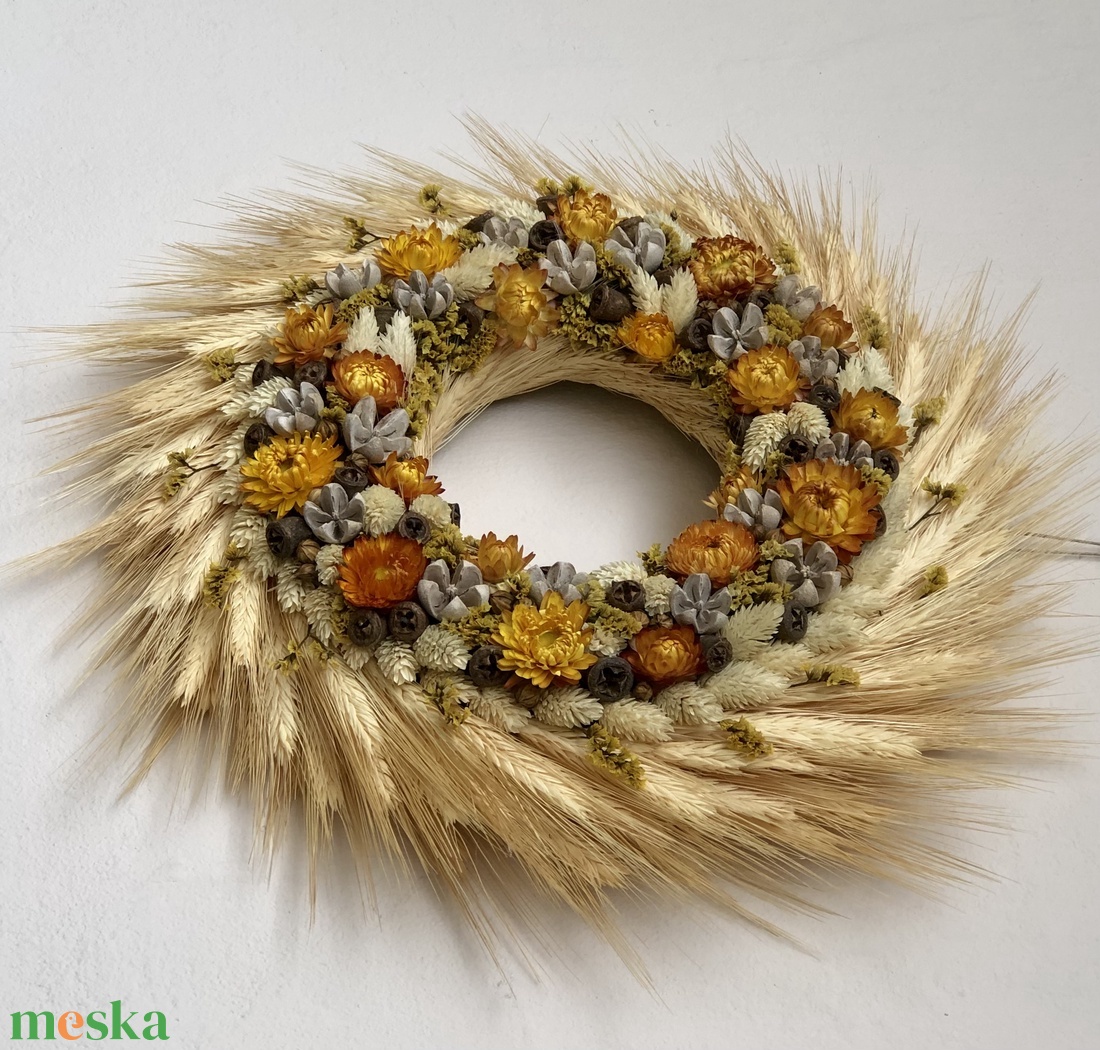 Sárguló kalászos kopogtató - otthon & életmód - dekoráció - ajtó- és ablak dekoráció - ajtódísz & kopogtató - Meska.hu