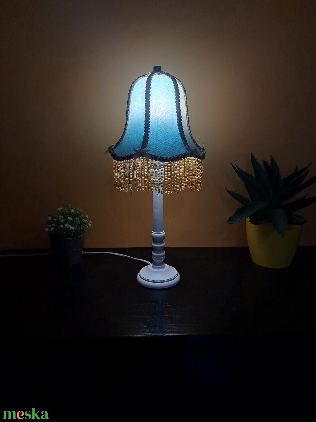Kék/arany vintage asztali lámpa - otthon & életmód - lámpa - hangulatlámpa - Meska.hu
