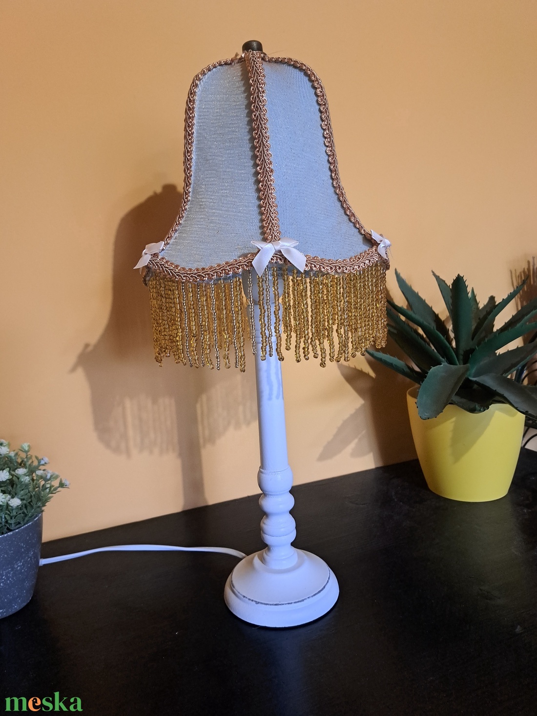 Kék/arany vintage asztali lámpa - otthon & életmód - lámpa - hangulatlámpa - Meska.hu