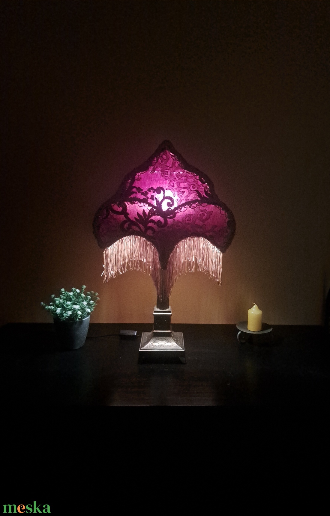 Vintage asztali lámpa bronz talppal - otthon & életmód - lámpa - hangulatlámpa - Meska.hu