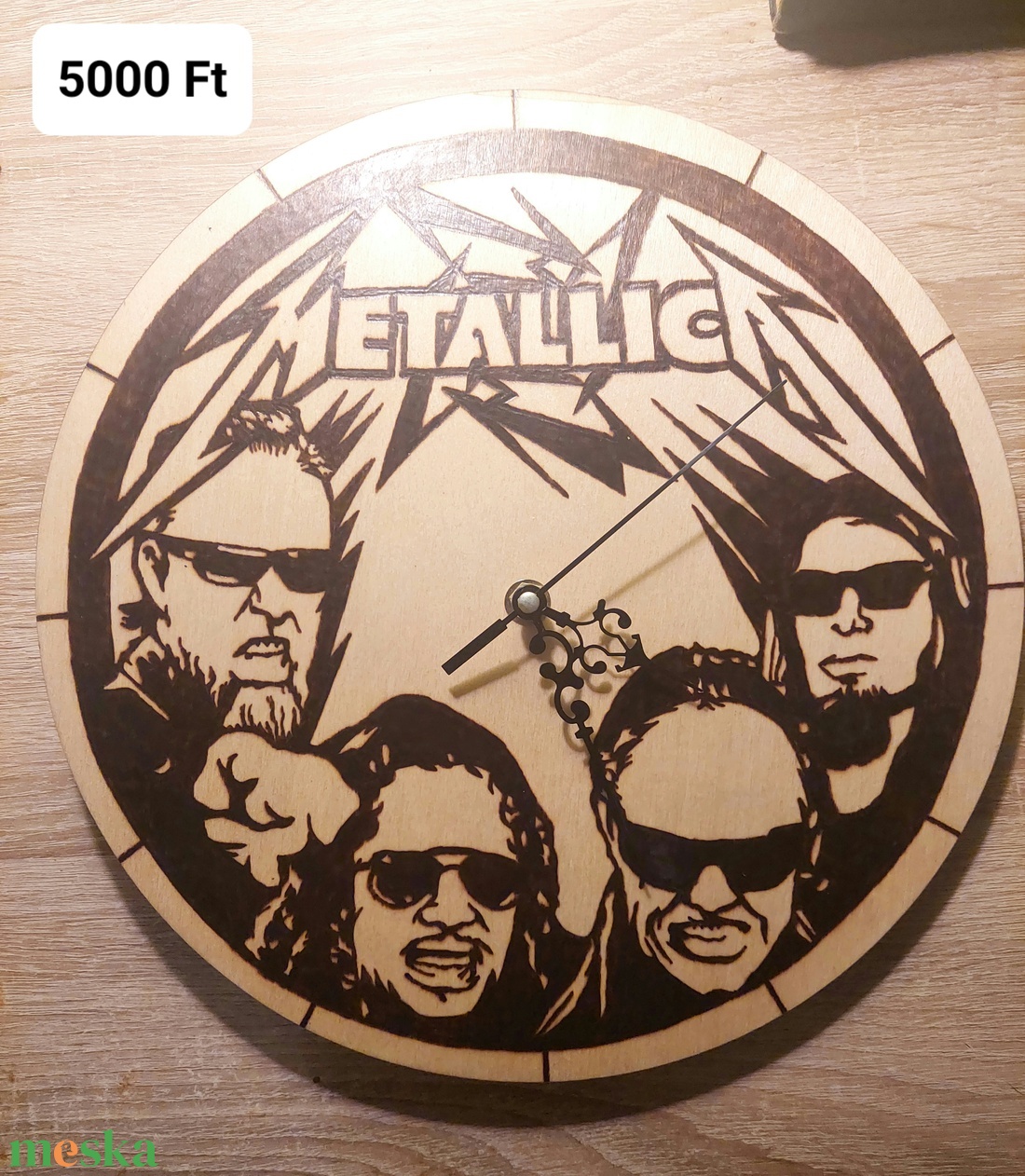 Metallica pirográf fali óra - otthon & lakás - dekoráció - fali és függő dekoráció - falióra & óra - Meska.hu