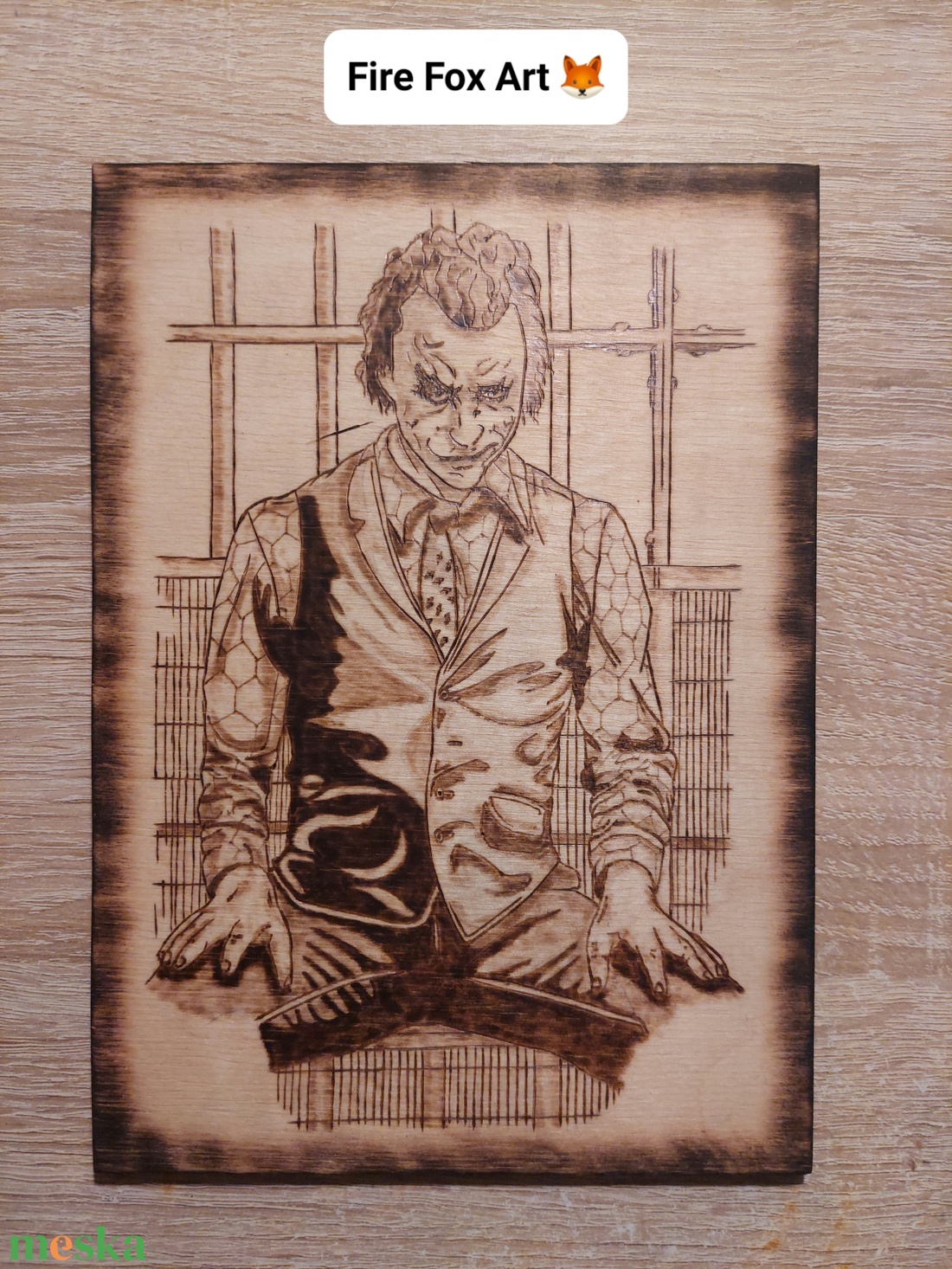 Joker pirográf fa falikép - otthon & lakás - dekoráció - kép & falikép - fából készült kép - Meska.hu