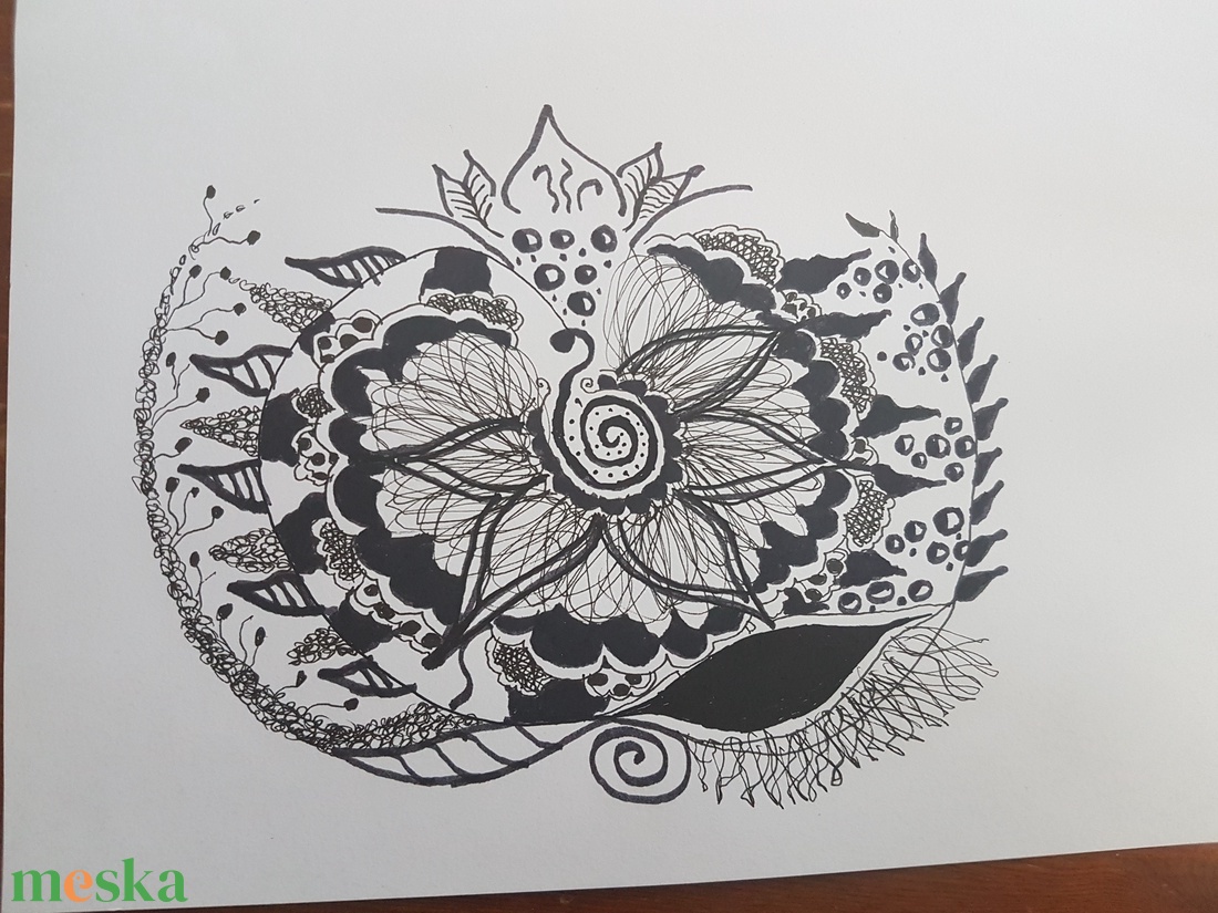 Virágzás fekete tusrajz  - művészet - grafika & illusztráció - egyéb rajzok - Meska.hu