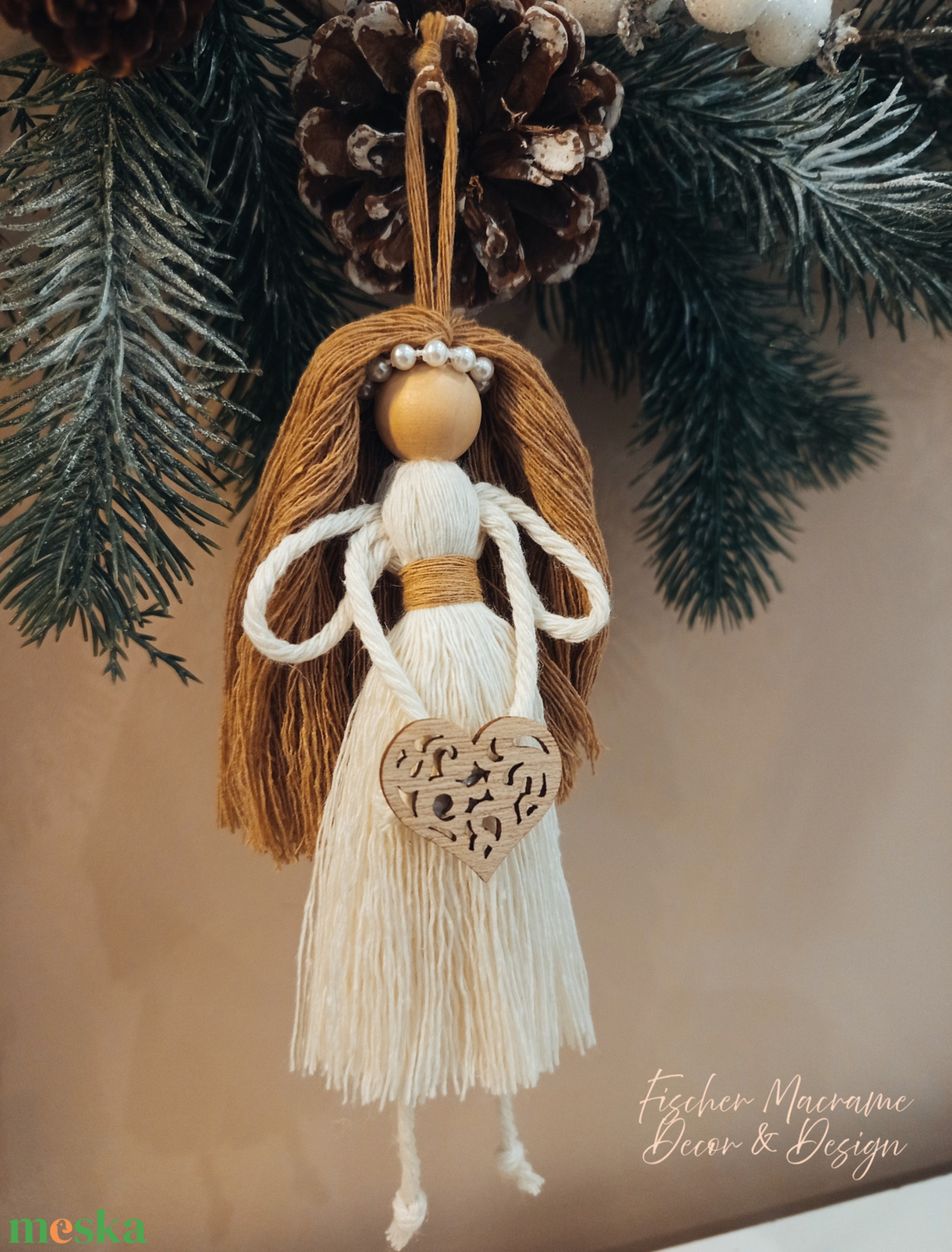 Makram Angyalka dísz  - karácsony - karácsonyi lakásdekoráció - karácsonyfadíszek - Meska.hu