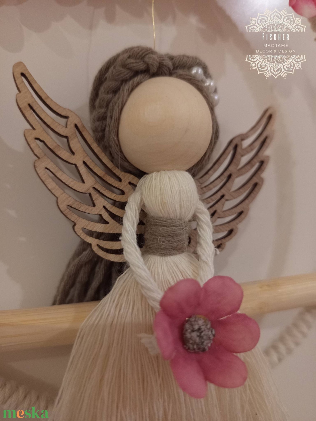 Kézzel készült makramé tündér  - baba - mama - babaszoba dekoráció - babaszoba kép - Meska.hu
