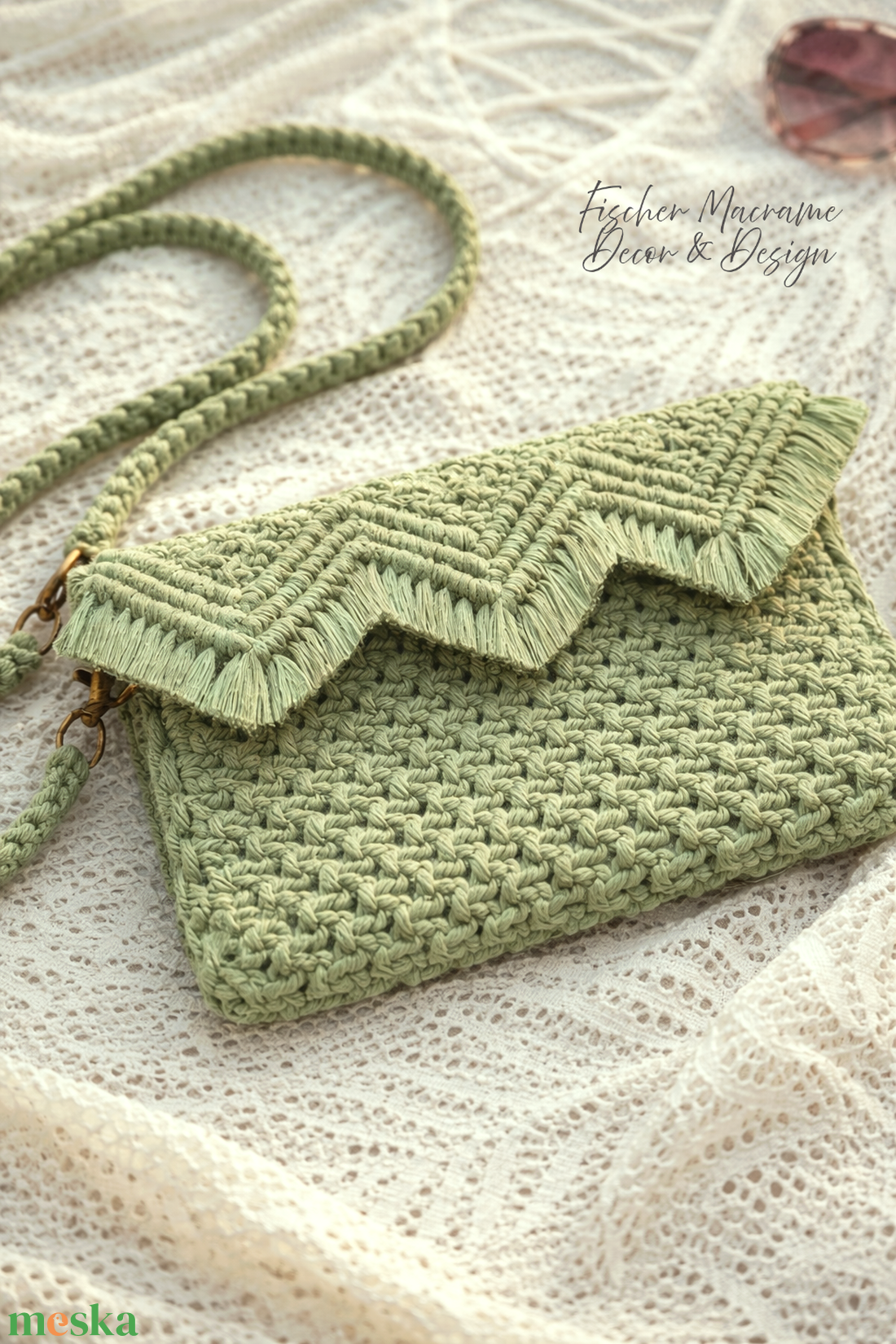 Egyedi makramé női táska � Kézzel készült bohém válltáska � Természetes stílusú kiegészítő - táska & tok - kézitáska & válltáska - alkalmi táska - Meska.hu