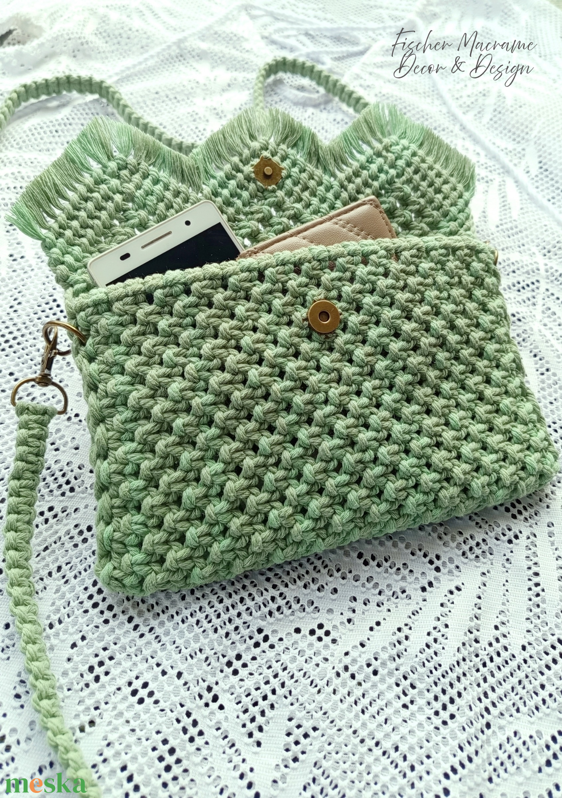 Egyedi makramé női táska � Kézzel készült bohém válltáska � Természetes stílusú kiegészítő - táska & tok - kézitáska & válltáska - alkalmi táska - Meska.hu