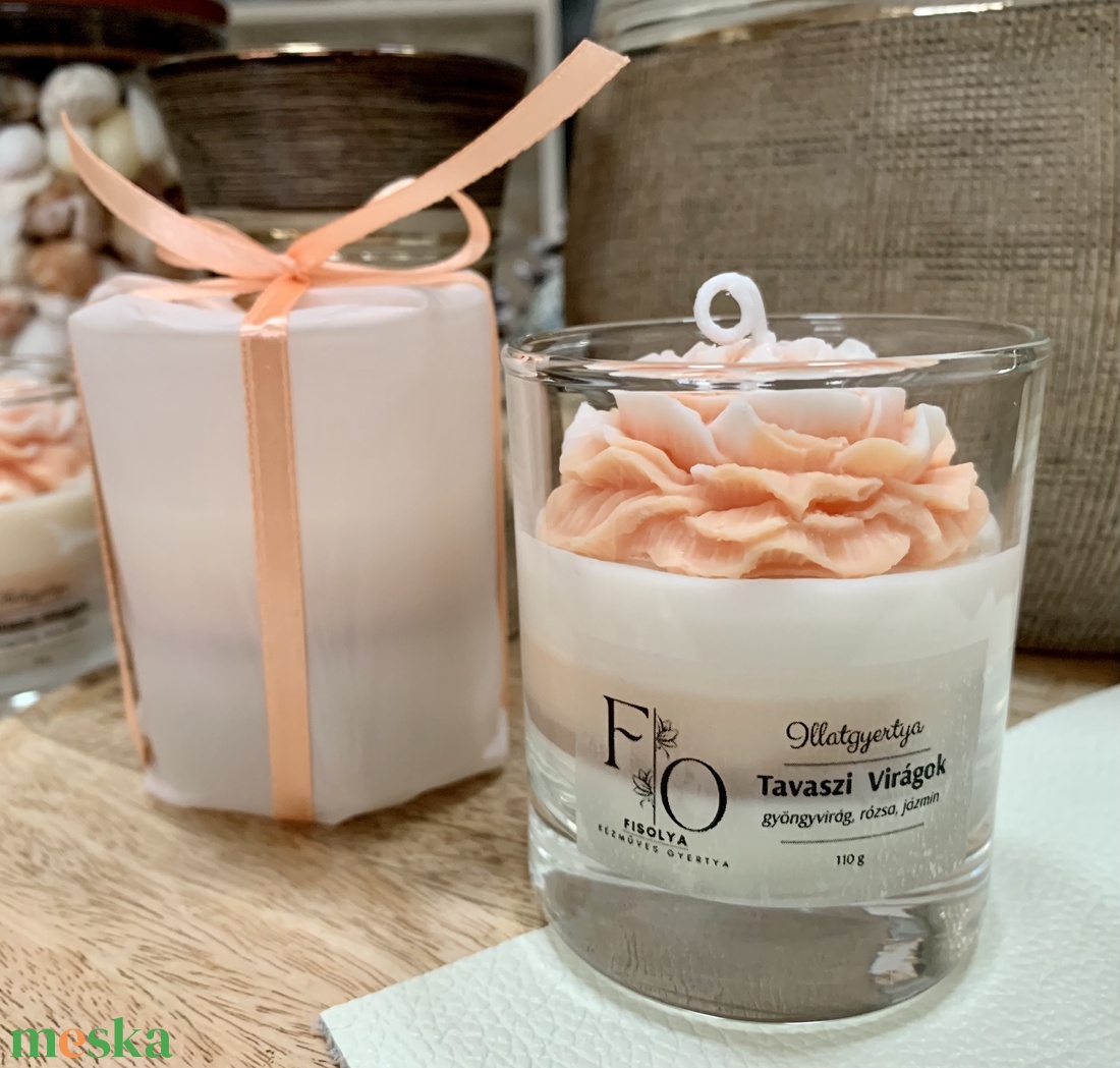Illatgyertya, tavaszi virágok - otthon & életmód - gyertya, illat, aroma - gyertya - Meska.hu