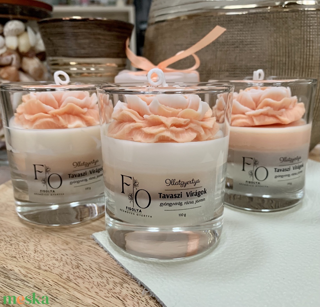 Illatgyertya, tavaszi virágok - otthon & életmód - gyertya, illat, aroma - gyertya - Meska.hu