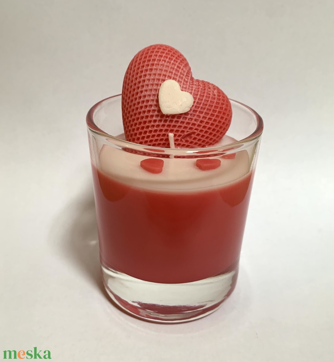 Illatgyertya, tulipán illat, piros, szíves - otthon & életmód - gyertya, illat, aroma - gyertya - Meska.hu