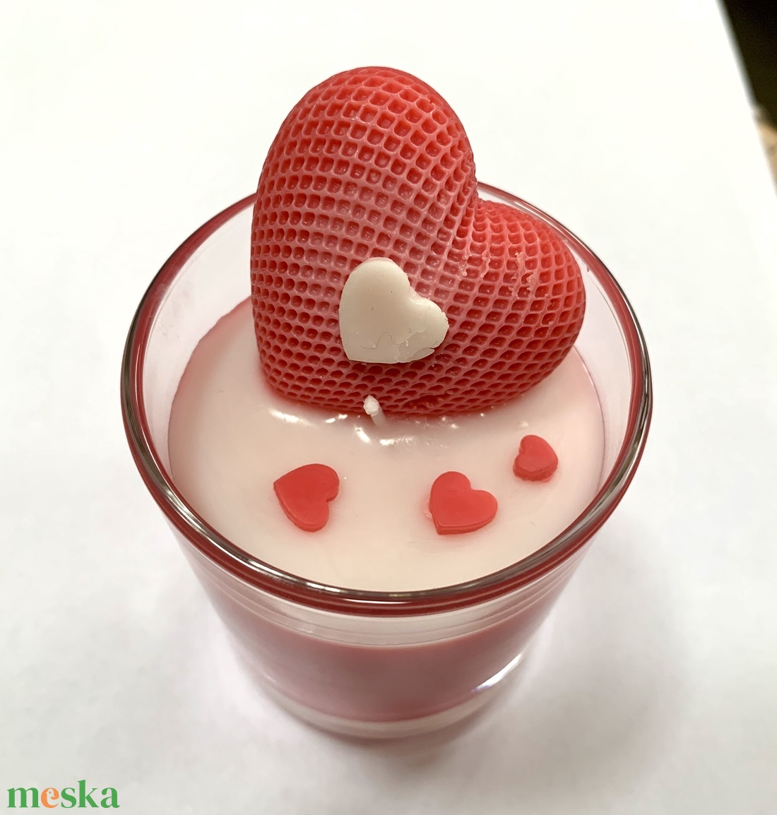 Illatgyertya, tulipán illat, piros, szíves - otthon & életmód - gyertya, illat, aroma - gyertya - Meska.hu