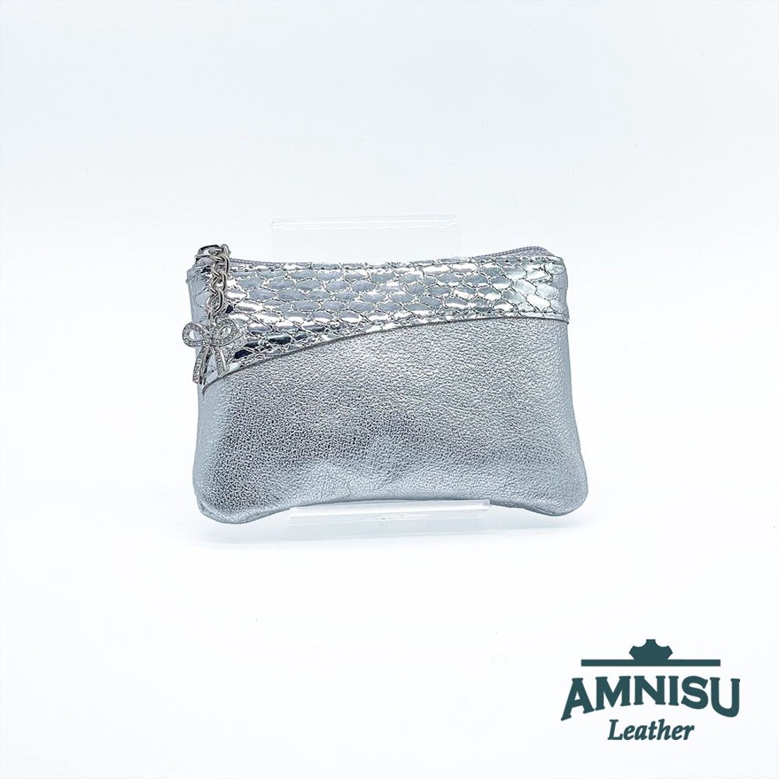 Ezüst mintás - króm kígyómintás ívelt egy cipzáras kulcstartó C1007-1009 -  - Meska.hu