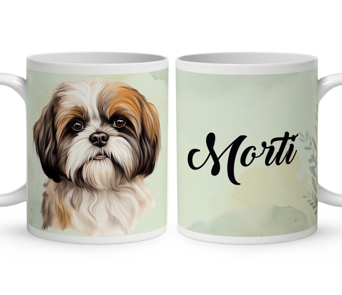 Névvel kérhető - Barna Shih tzu portré mintás bögre - otthon & életmód - konyhafelszerelés, tálalás - tálalás - bögre & csésze - Meska.hu