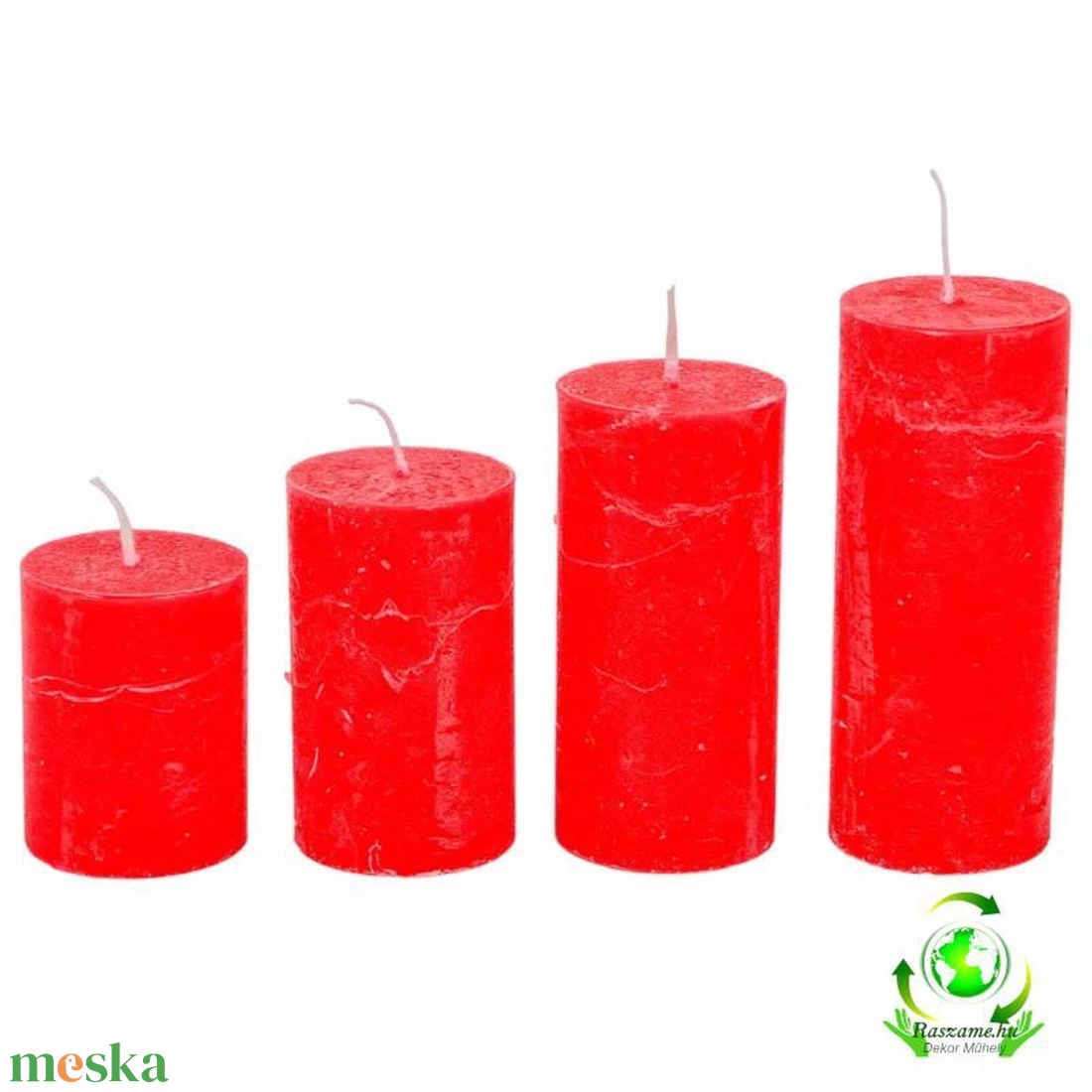 Rusztikus 40 mm lépcsős gyertya szett - piros - kellékek & szerszámok - vegyes alapanyag - Meska.hu
