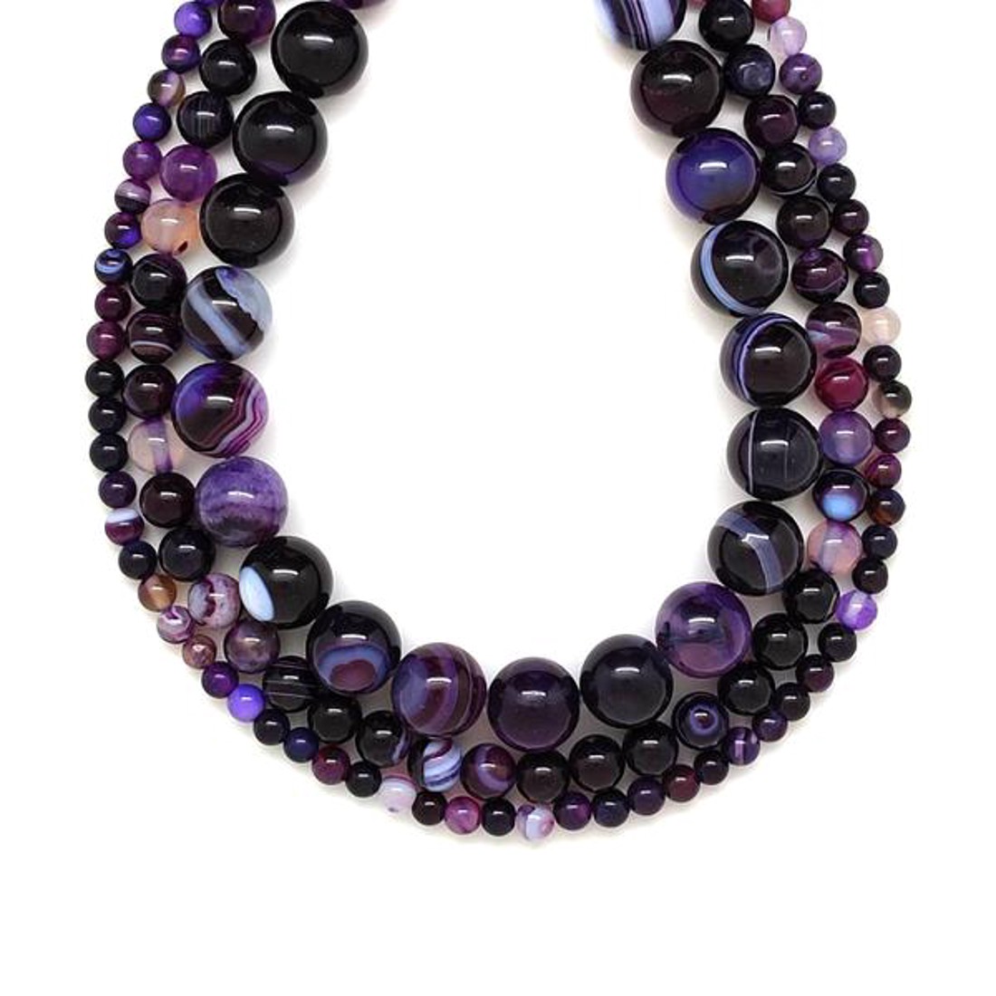Achát golyó lila sávos szinezett 8mm � ékszerkészítő alapanyag (füzér) - kellékek & szerszámok - ásvány alapanyag - ásványfüzér - Meska.hu