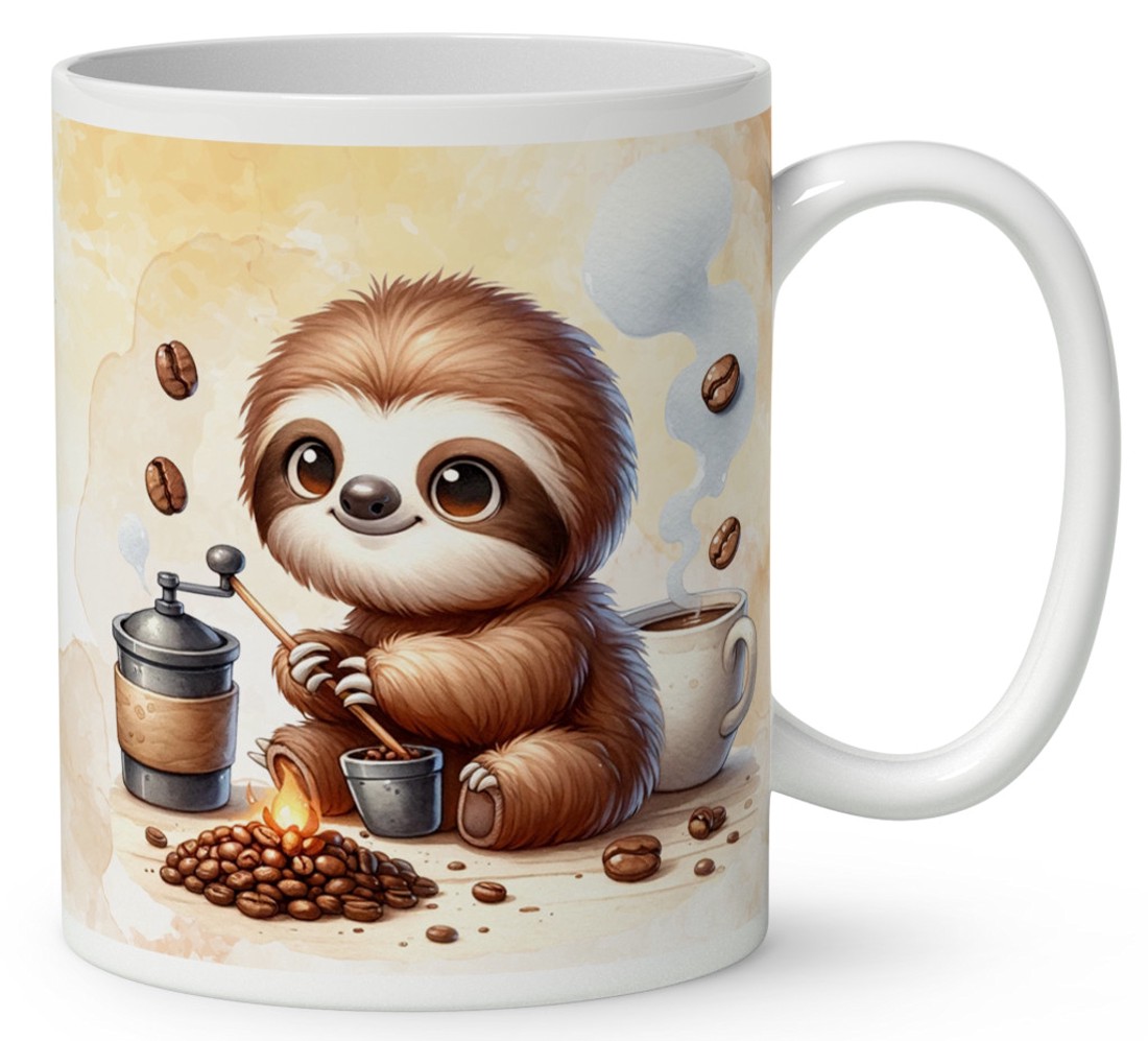 Névvel kérhető - Kávés lajhár és frissen pörkölt kávé mintás bögre - otthon & életmód - konyhafelszerelés, tálalás - tálalás - bögre & csésze - Meska.hu