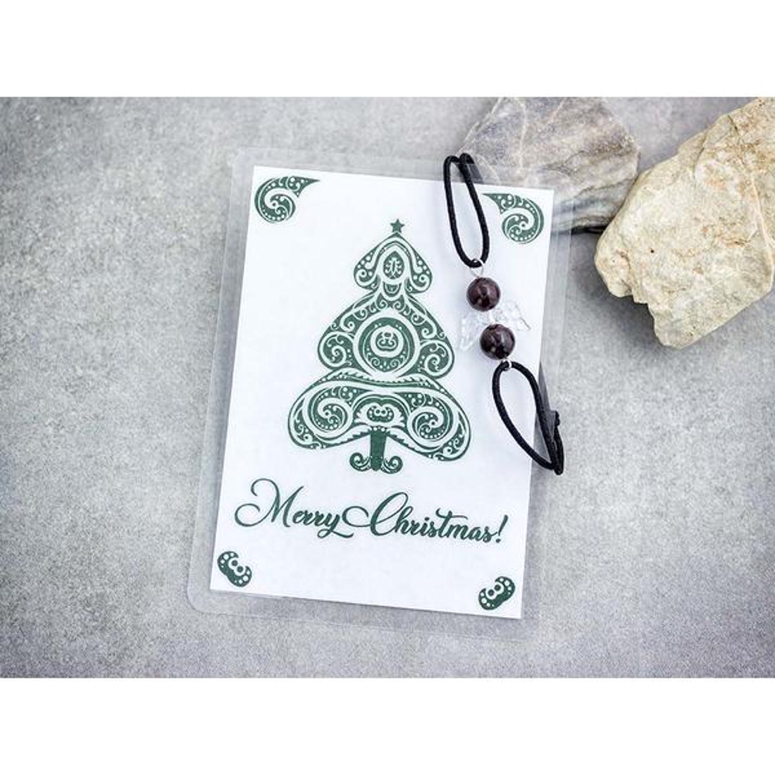 Merry Christmas gránát angyal karkötő - ékszer - karkötő - karkötő medállal - Meska.hu