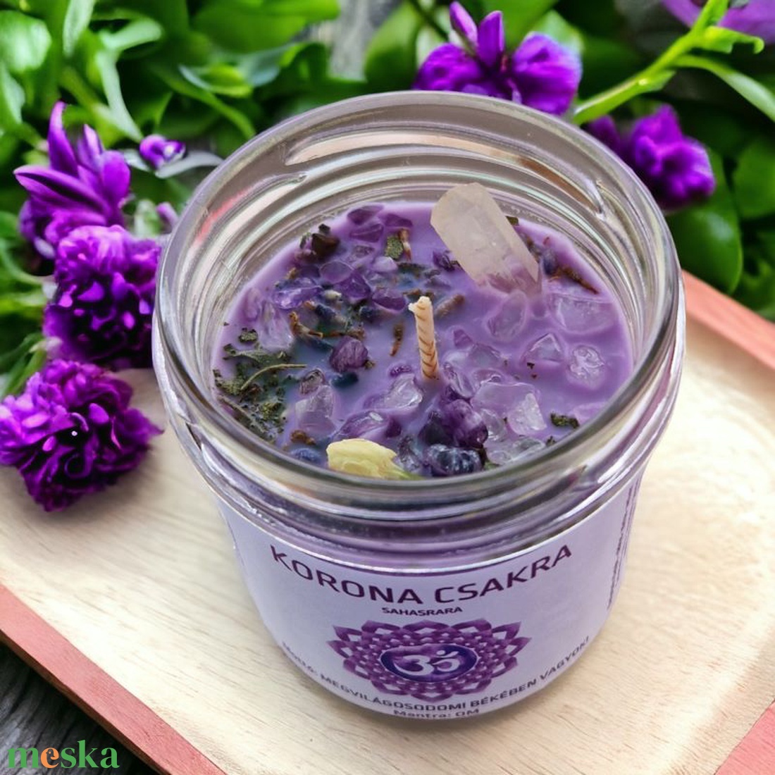 Korona csakra gyertya - otthon & életmód - gyertya, illat, aroma - gyertya - Meska.hu