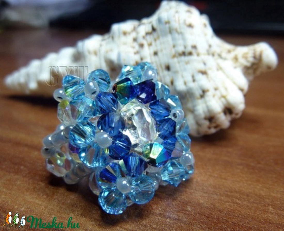 Nagy Swarovski gyűrű - Kék és kristály - ékszer - gyűrű - gyöngyös gyűrű - Meska.hu Nagy Swarovski gyűrű - Kék és kristály - ékszer - gyűrű - gyöngyös gyűrű - Meska.hu