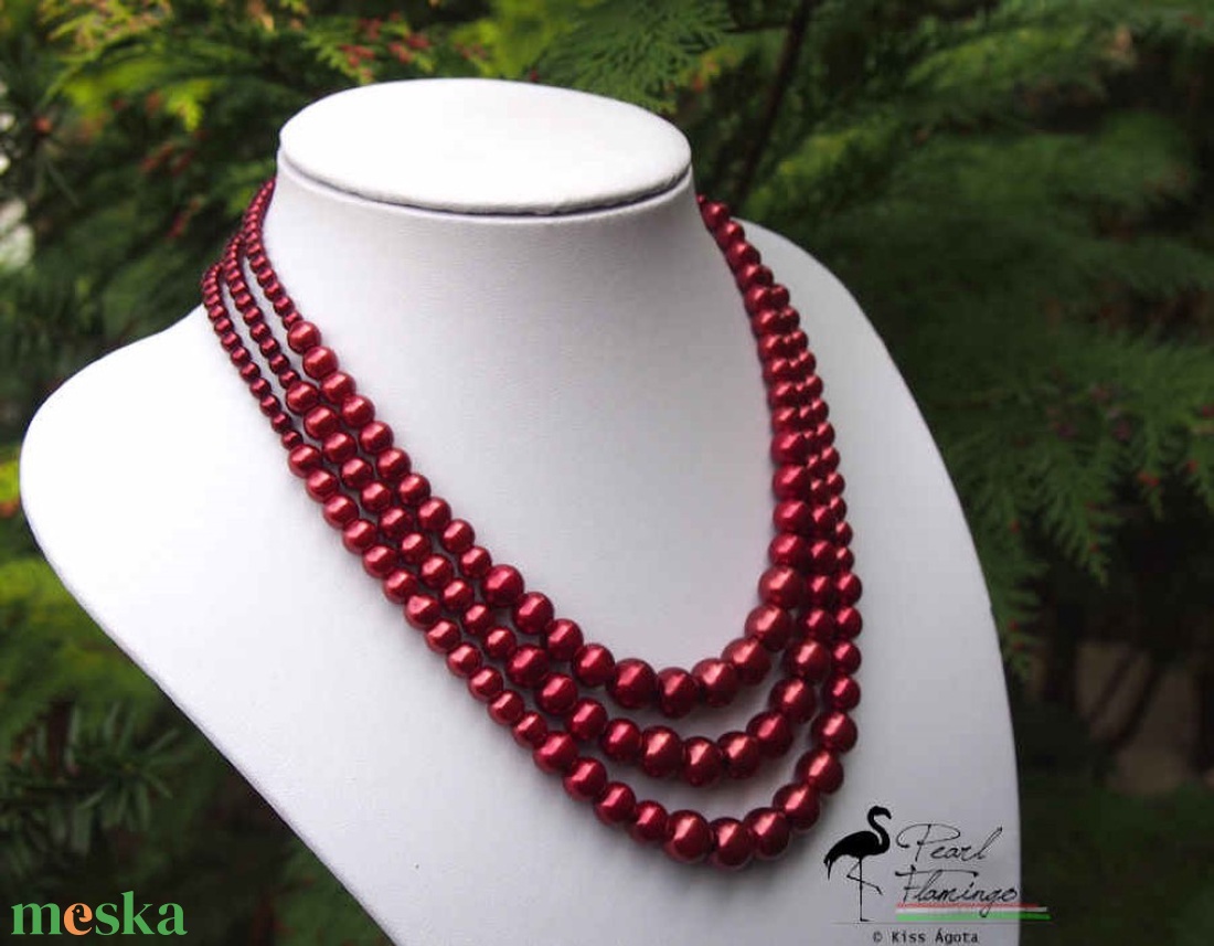 3 soros üveg tekla kaláris - ékszer - nyaklánc - párhuzamos nyaklánc - Meska.hu