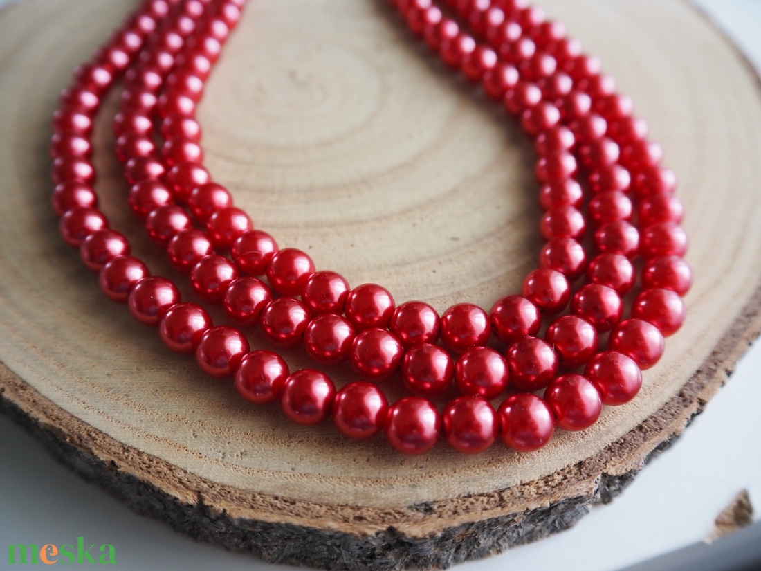 Bordó tekla kaláris - 3 soros   KÉSZEN - ékszer - nyaklánc - párhuzamos nyaklánc - Meska.hu