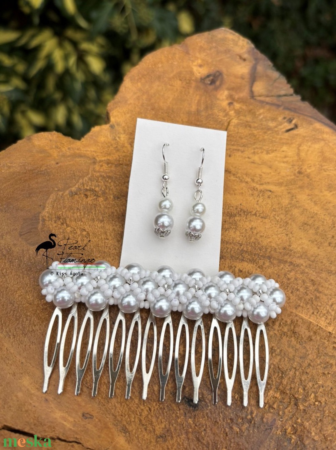 Népi jellegű kontyfésű és hozzá illő fülbevaló szett KÉSZEN - ékszer - fülbevaló - lógó fülbevaló - Meska.hu