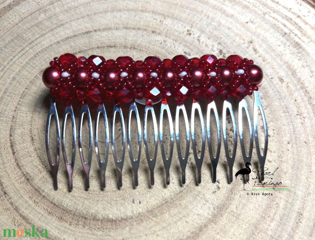 Népi jellegű kontyfésű és hozzá illő fülbevaló szett KÉSZEN - ékszer - fülbevaló - lógó fülbevaló - Meska.hu