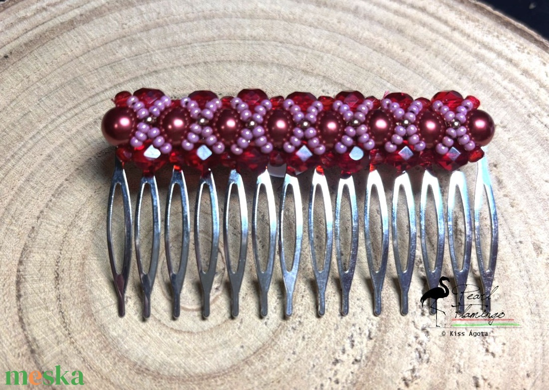 Népi jellegű kontyfésű és hozzá illő fülbevaló szett KÉSZEN - ékszer - fülbevaló - lógó fülbevaló - Meska.hu