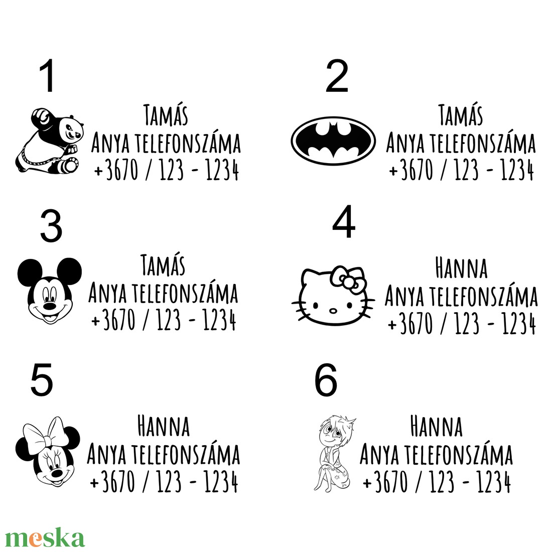 Ideiglenes tetoválás, szülő telefonszámával (3 db / csomag) - művészet - grafika & illusztráció - művészi nyomat - Meska.hu