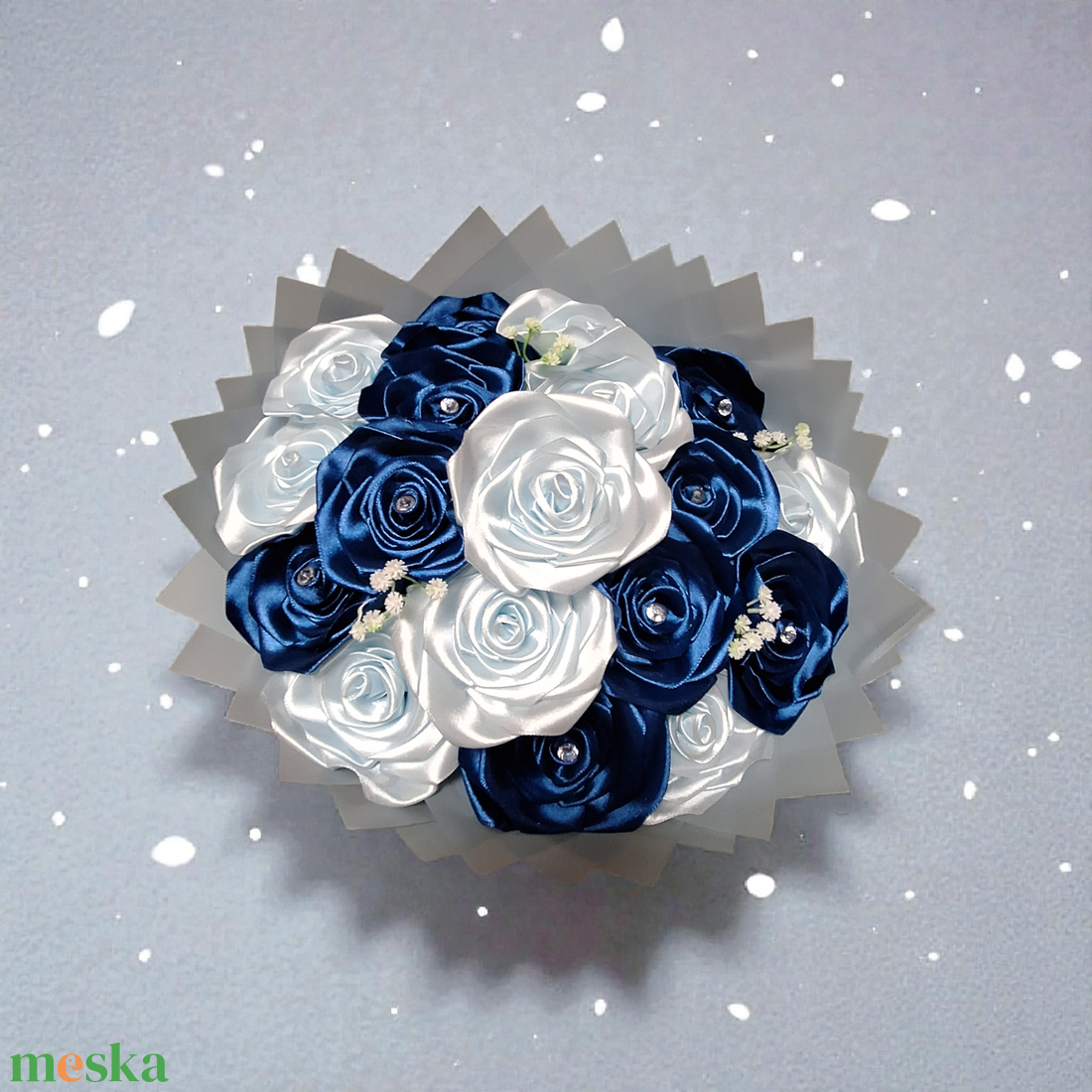 18 szálas kék rózsacsokor - otthon & életmód - dekoráció - virágdísz és tartó - csokor & virágdísz - Meska.hu