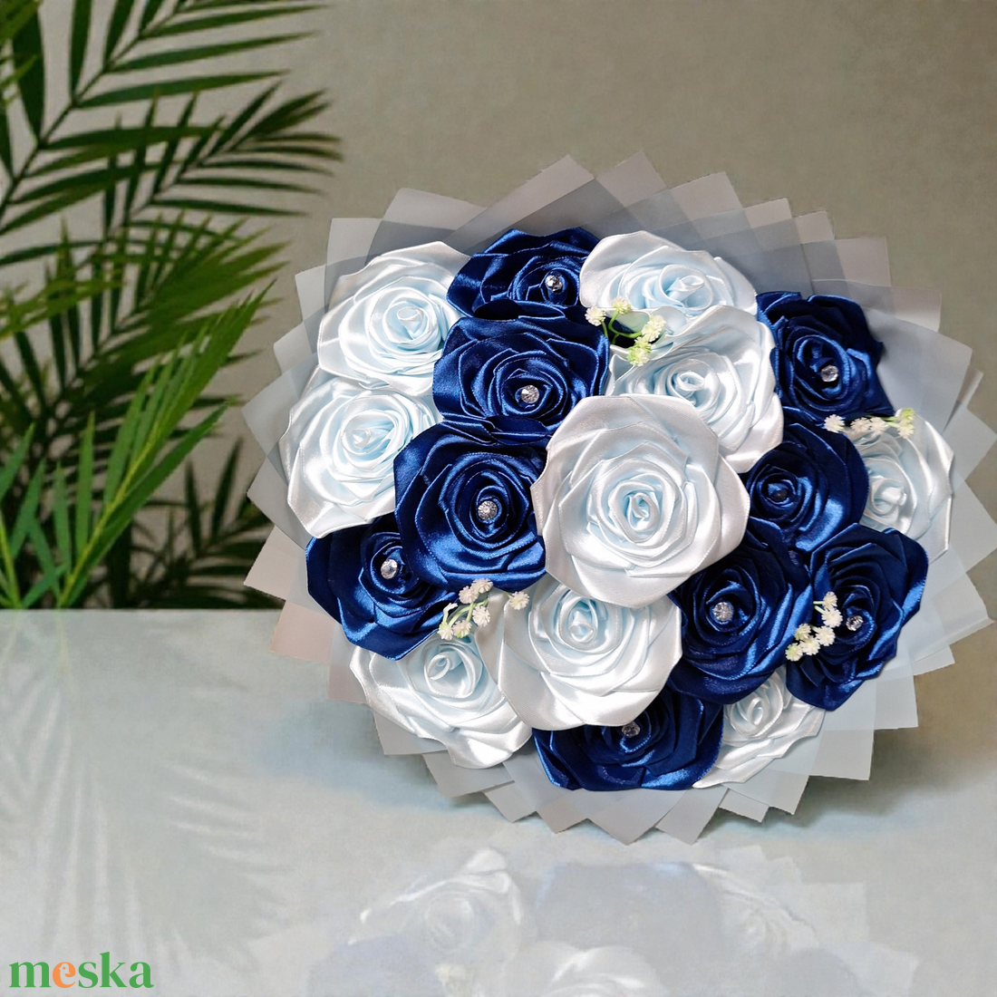 18 szálas kék rózsacsokor - otthon & életmód - dekoráció - virágdísz és tartó - csokor & virágdísz - Meska.hu