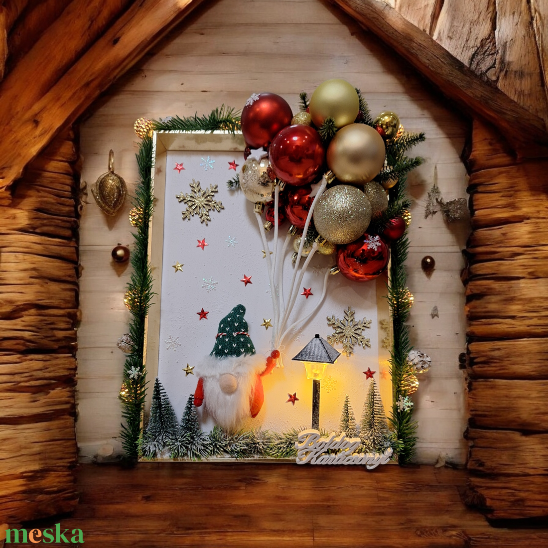 Karácsonyi Fali Dísz � Lámpás Télapóval  - otthon & életmód - dekoráció - fali és függő dekoráció - falra akasztható dekor - Meska.hu
