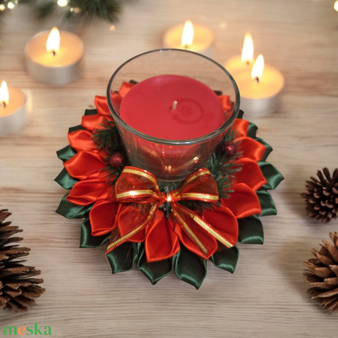 Karácsonyi asztaldísz gyertyával - karácsony - karácsonyi lakásdekoráció - ünnepi asztaldekoráció - Meska.hu