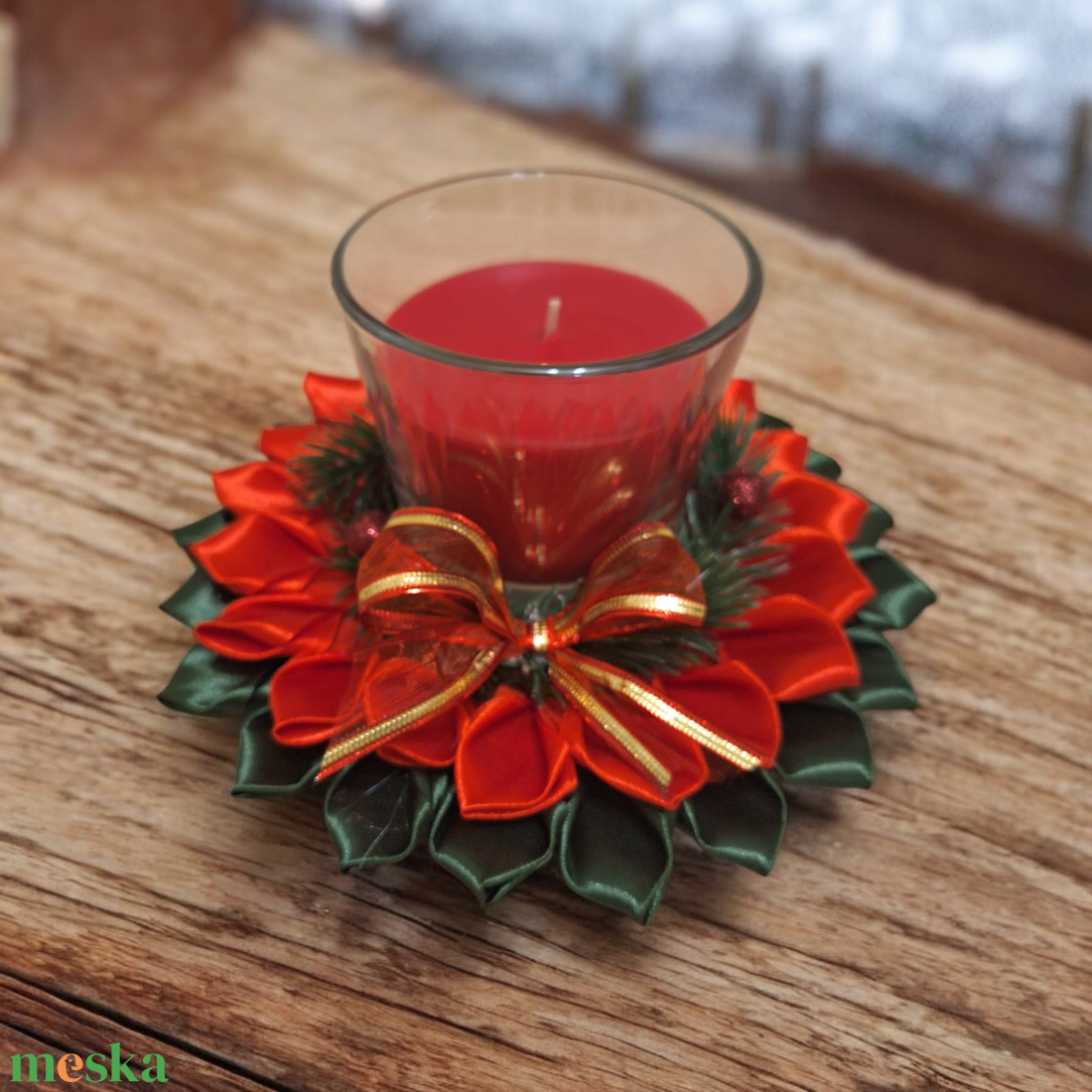 Karácsonyi asztaldísz gyertyával - karácsony - karácsonyi lakásdekoráció - ünnepi asztaldekoráció - Meska.hu