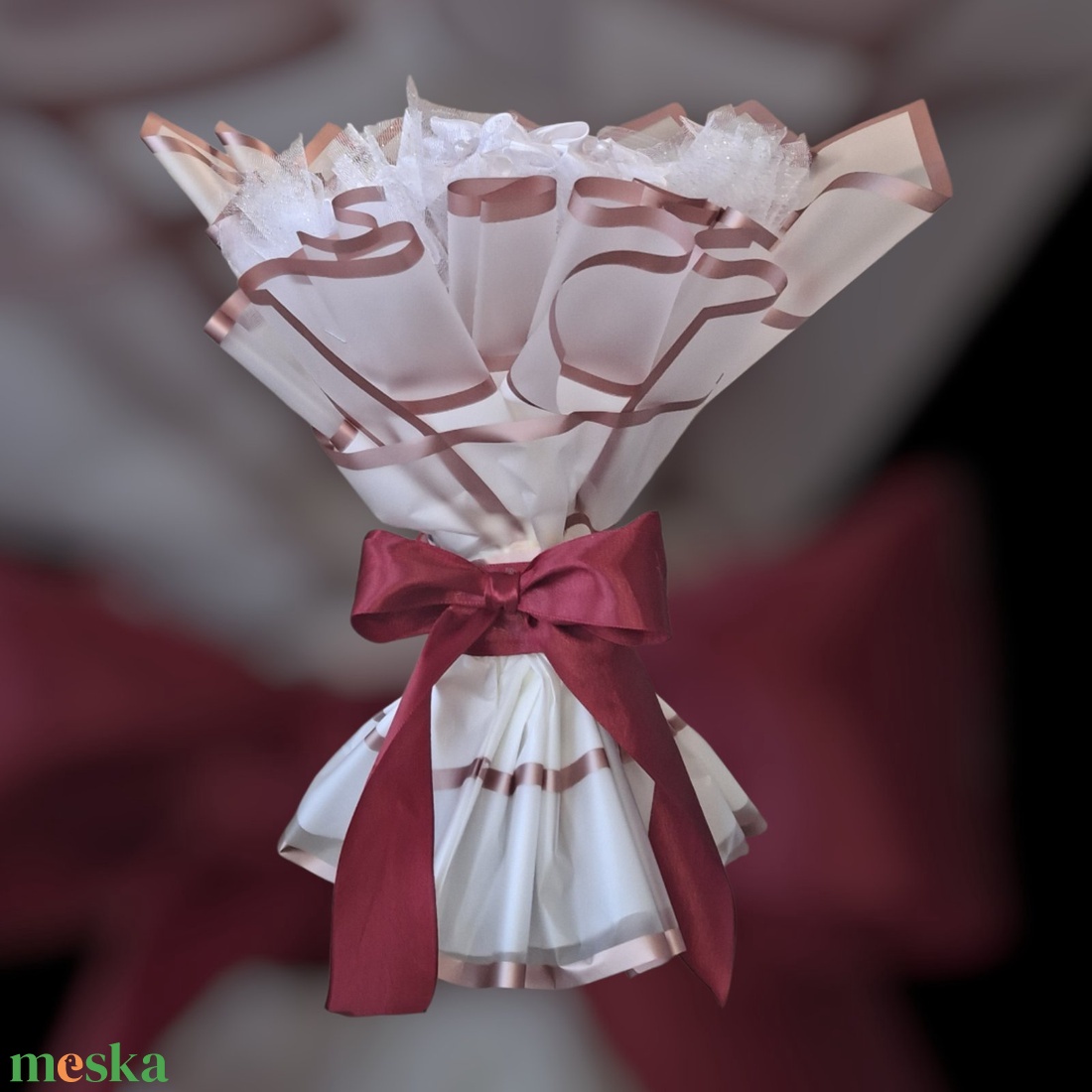 7 szálas pluméria csokor � kézzel készült örök virágcsokor, esküvőre és ajándékba - otthon & életmód - dekoráció - Meska.hu